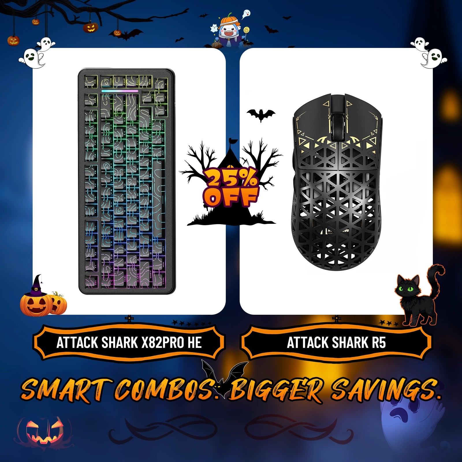 ATTACK SHARK X82PRO HE ラピッドトリガーキーボード + R5 カーボンファイバーワイヤレスゲーミングマウスバンドル