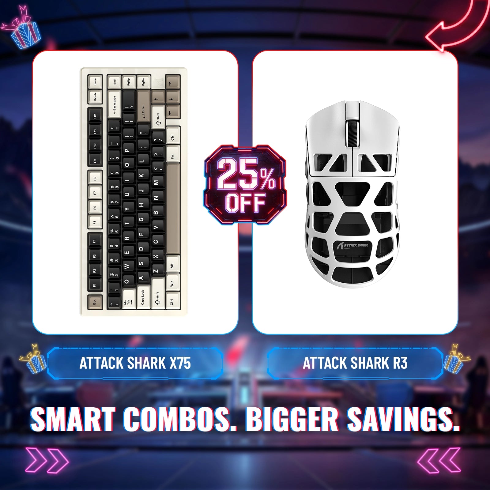 ATTACK SHARK X75 フルアルミニウムキーボード + R3 マグネシウム合金 ゲーミングマウス バンドル