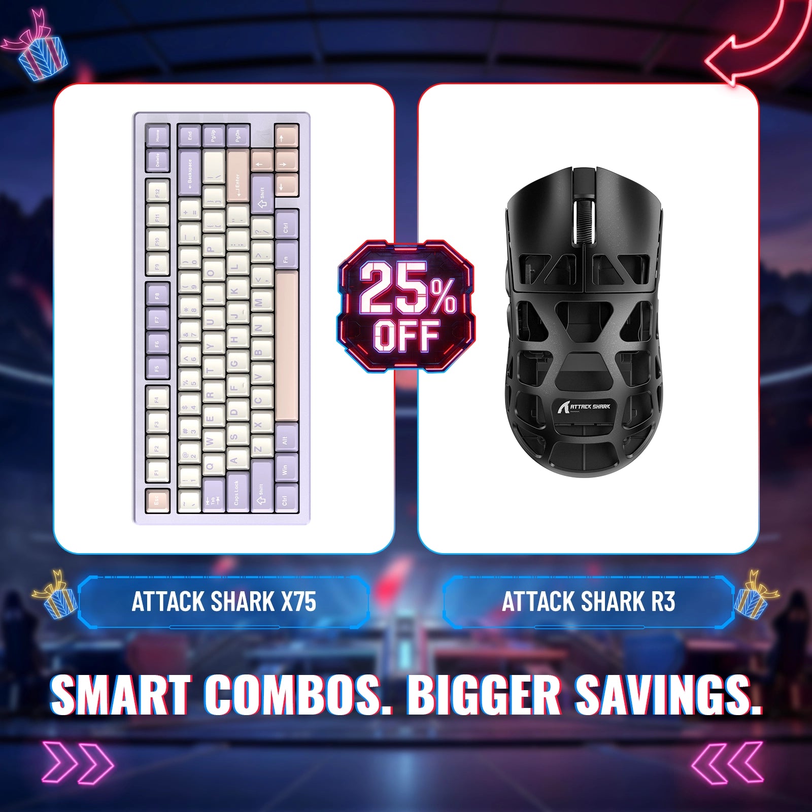 ATTACK SHARK X75 フルアルミニウムキーボード + R3 マグネシウム合金 ゲーミングマウス バンドル