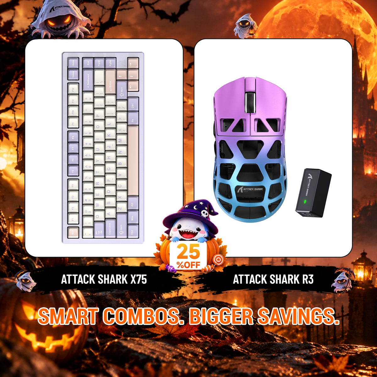 ATTACK SHARK X75 フルアルミニウムキーボード + R3 マグネシウム合金ゲーミングマウス バンドル