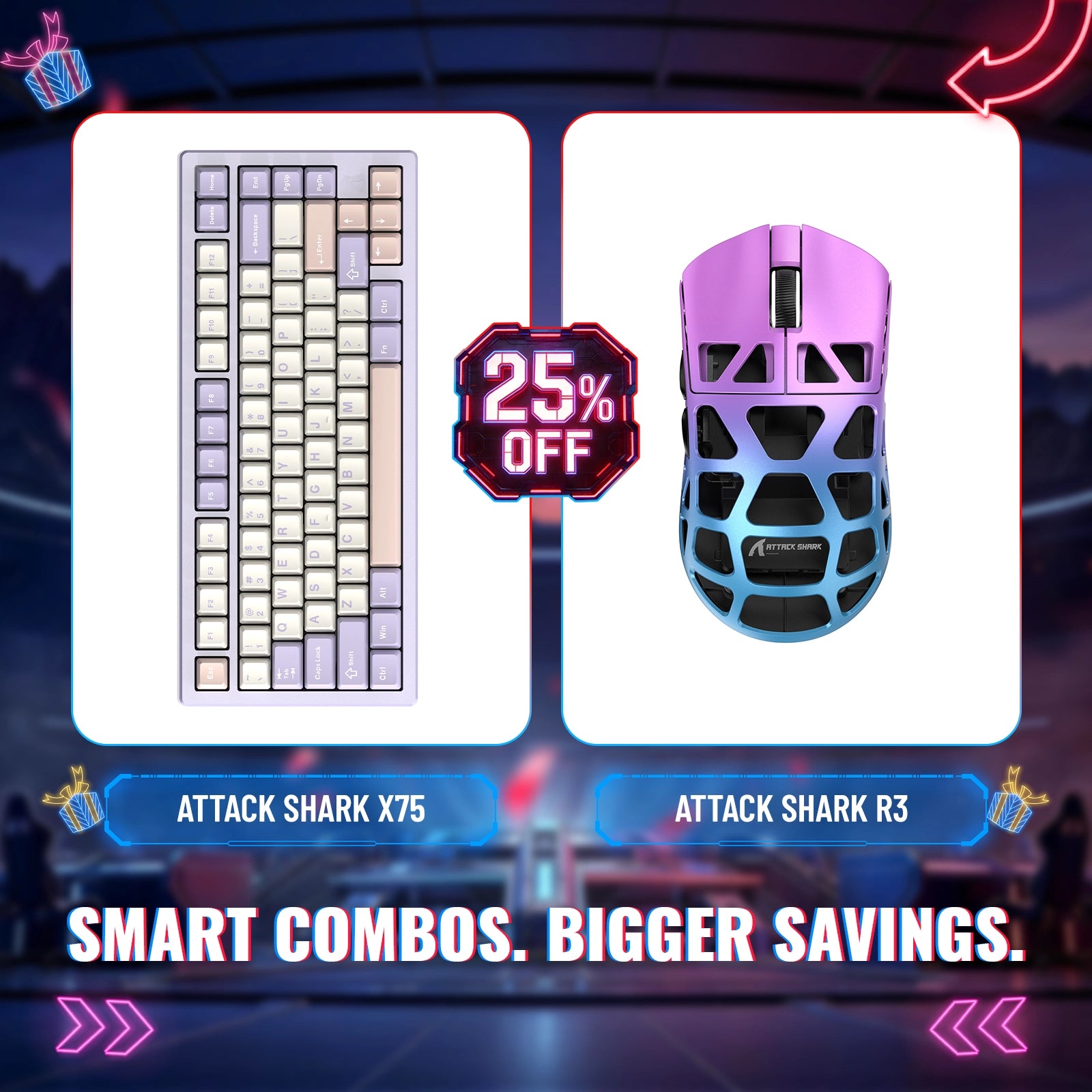 ATTACK SHARK X75 フルアルミニウムキーボード + R3 マグネシウム合金 ゲーミングマウス バンドル
