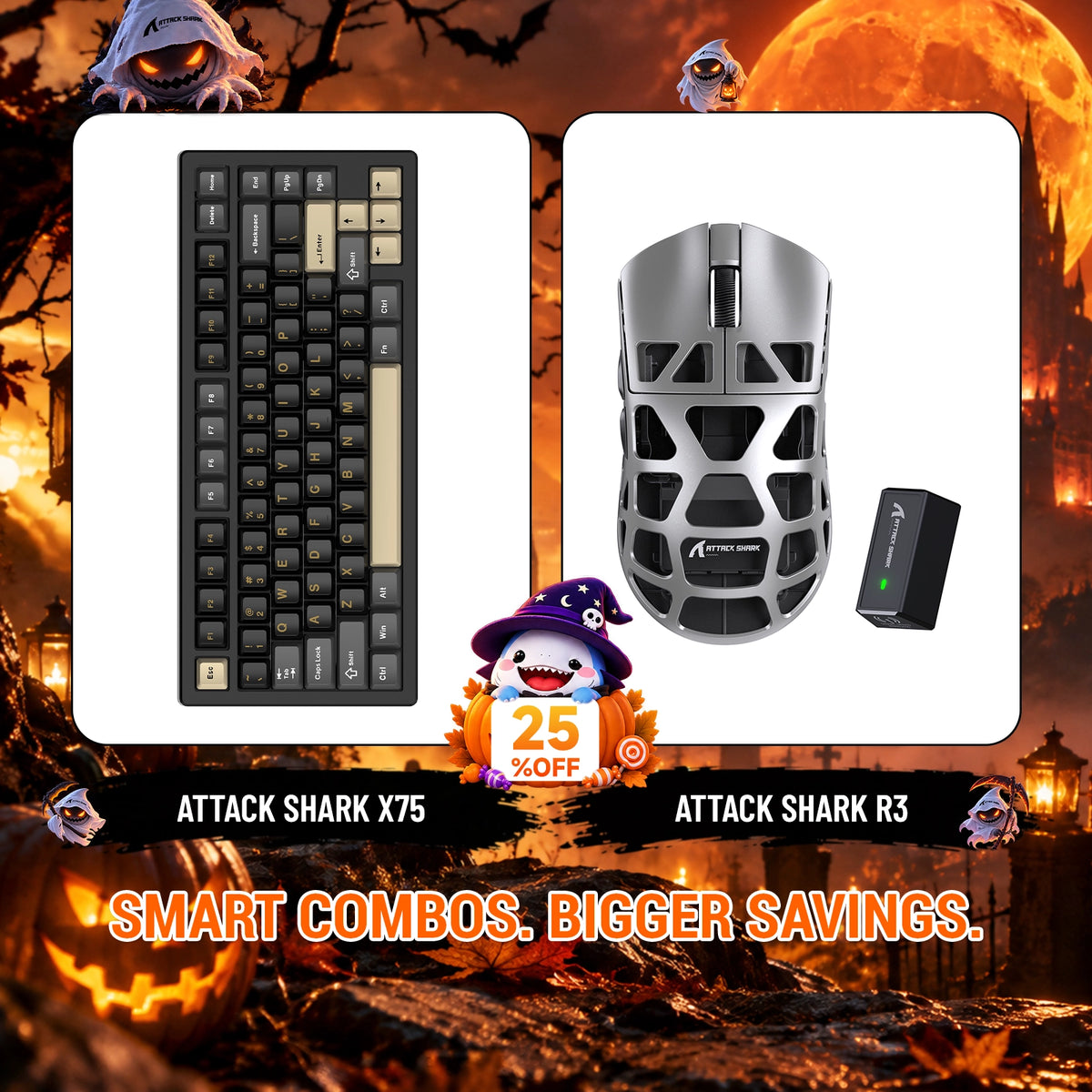 ATTACK SHARK X75 フルアルミニウムキーボード + R3 マグネシウム合金ゲーミングマウス バンドル