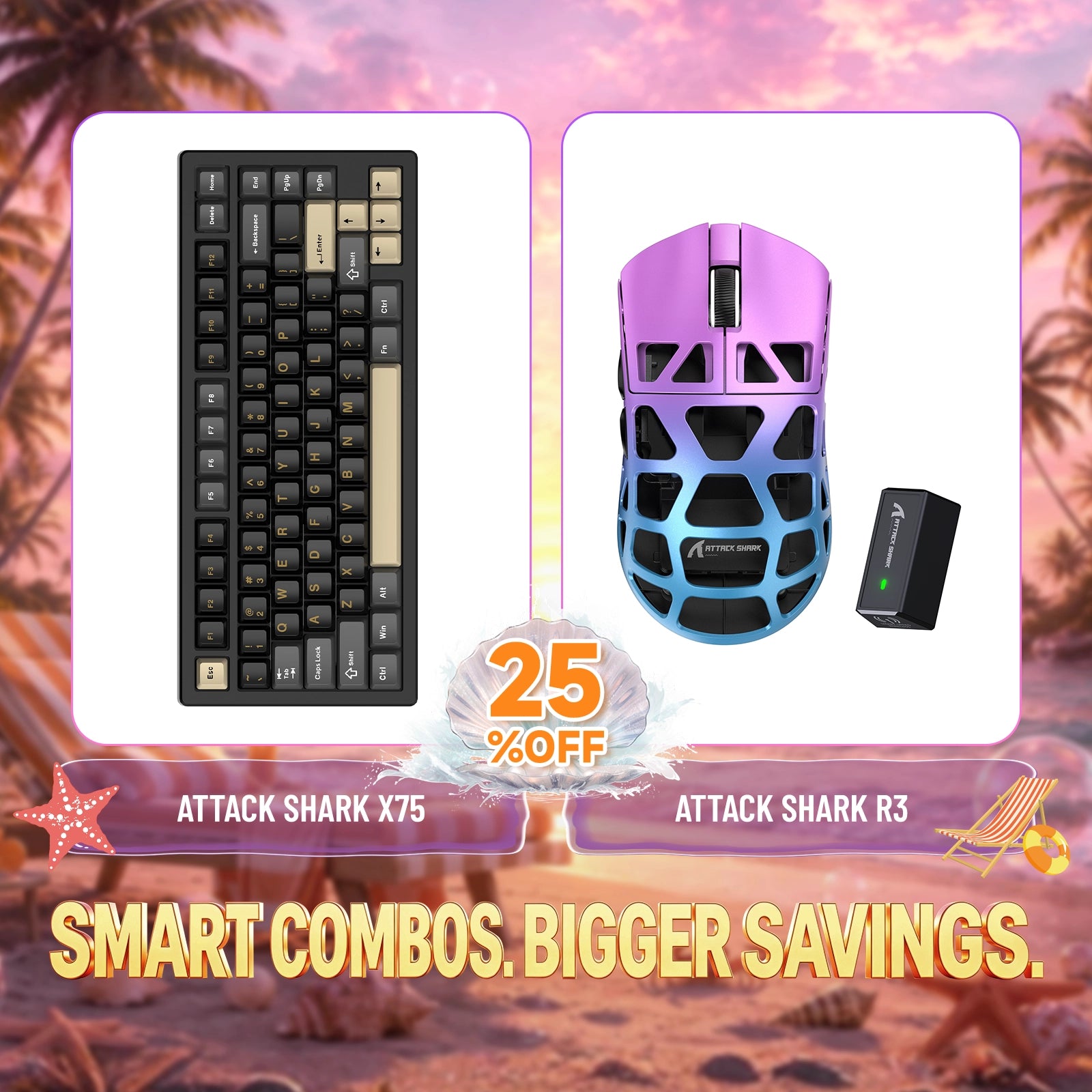 ATTACK SHARK X75 フルアルミニウムキーボード + R3 マグネシウム合金ゲーミングマウス バンドル