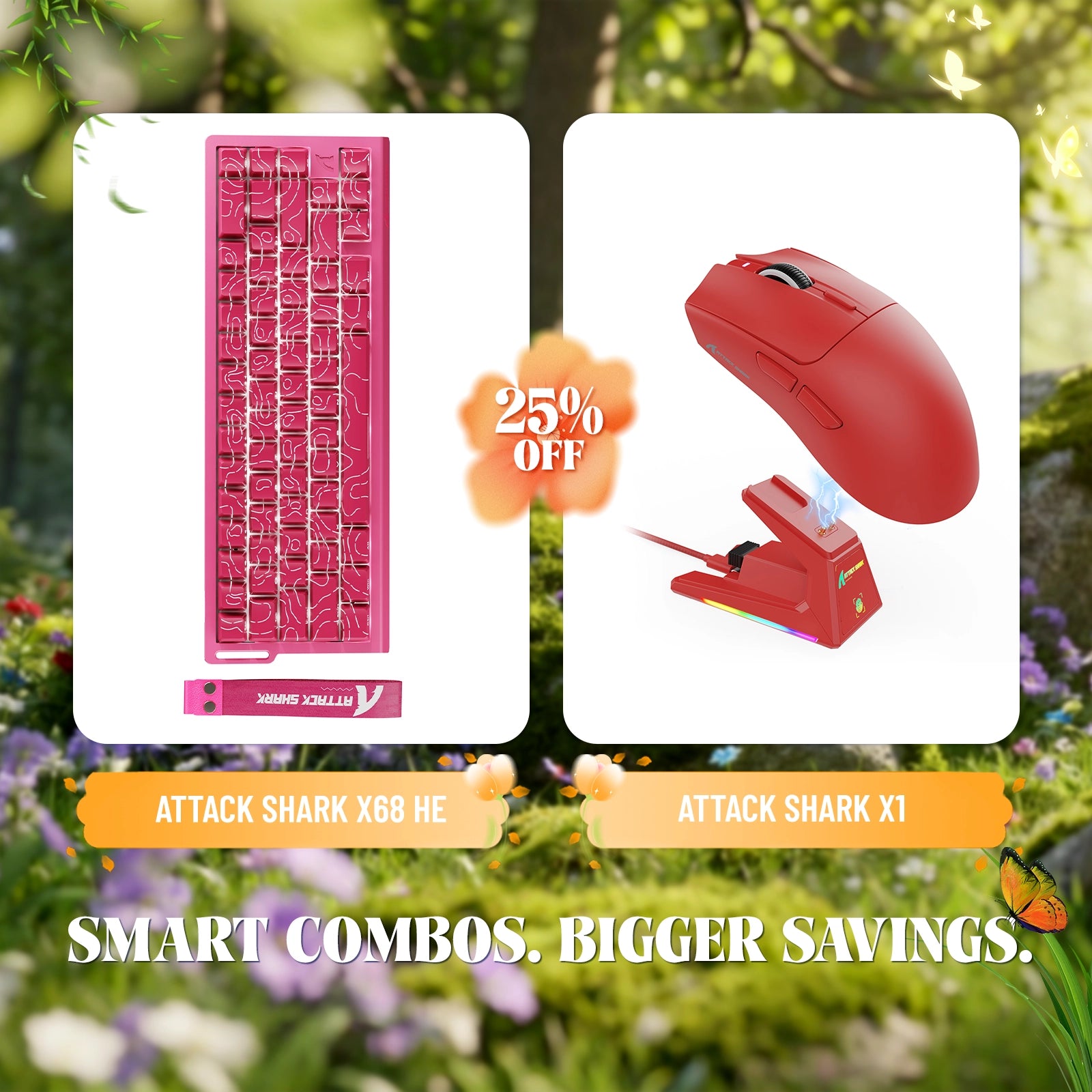 ATTACK SHARK X68HE ラピッドトリガーキーボード + X1 ワイヤレスゲーミングマウスバンドル