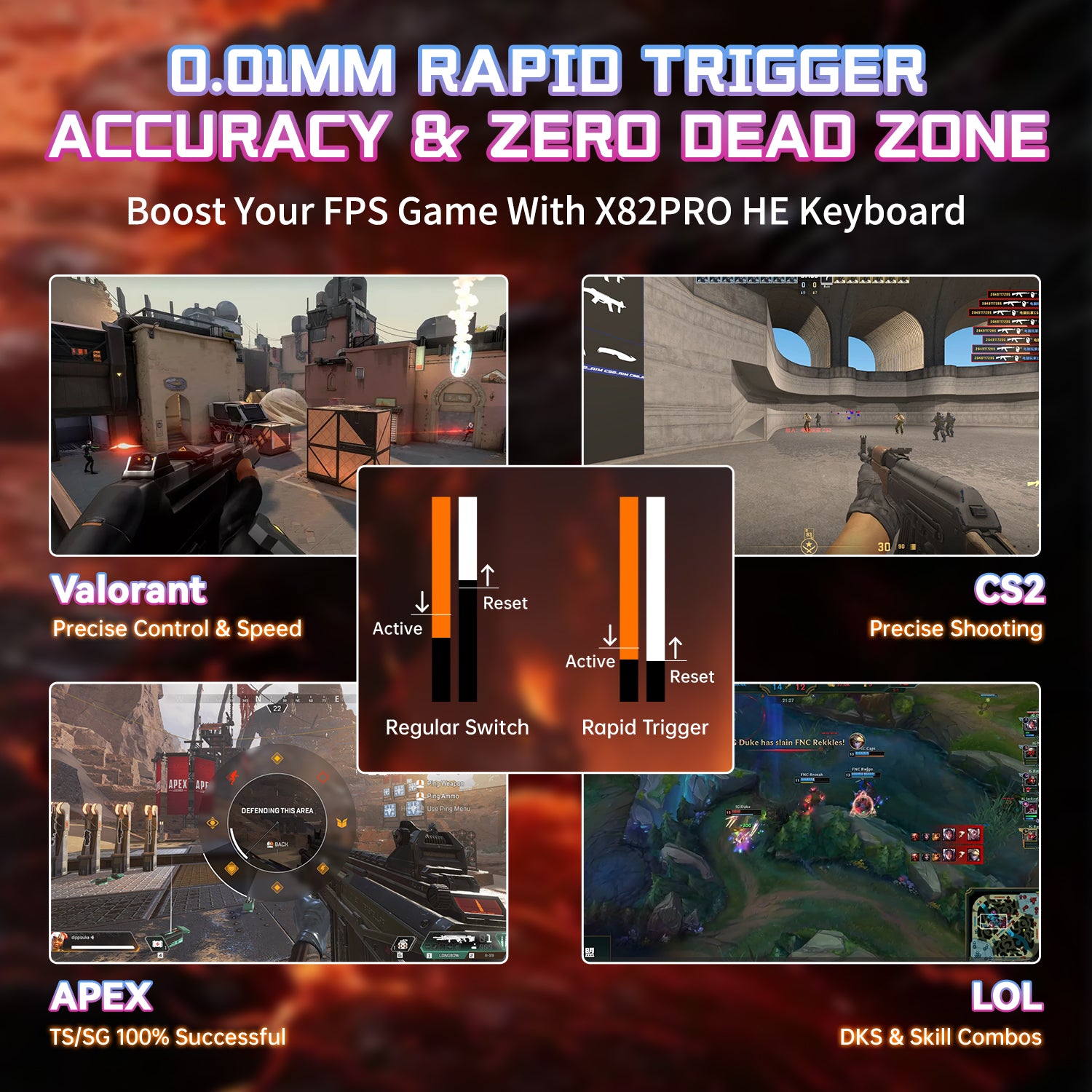 ATTACK SHARK X82PRO HE keyboard for FPS gaming: 0.01mm Rapid Trigger, Valorant, CS2, Apex, and LOL