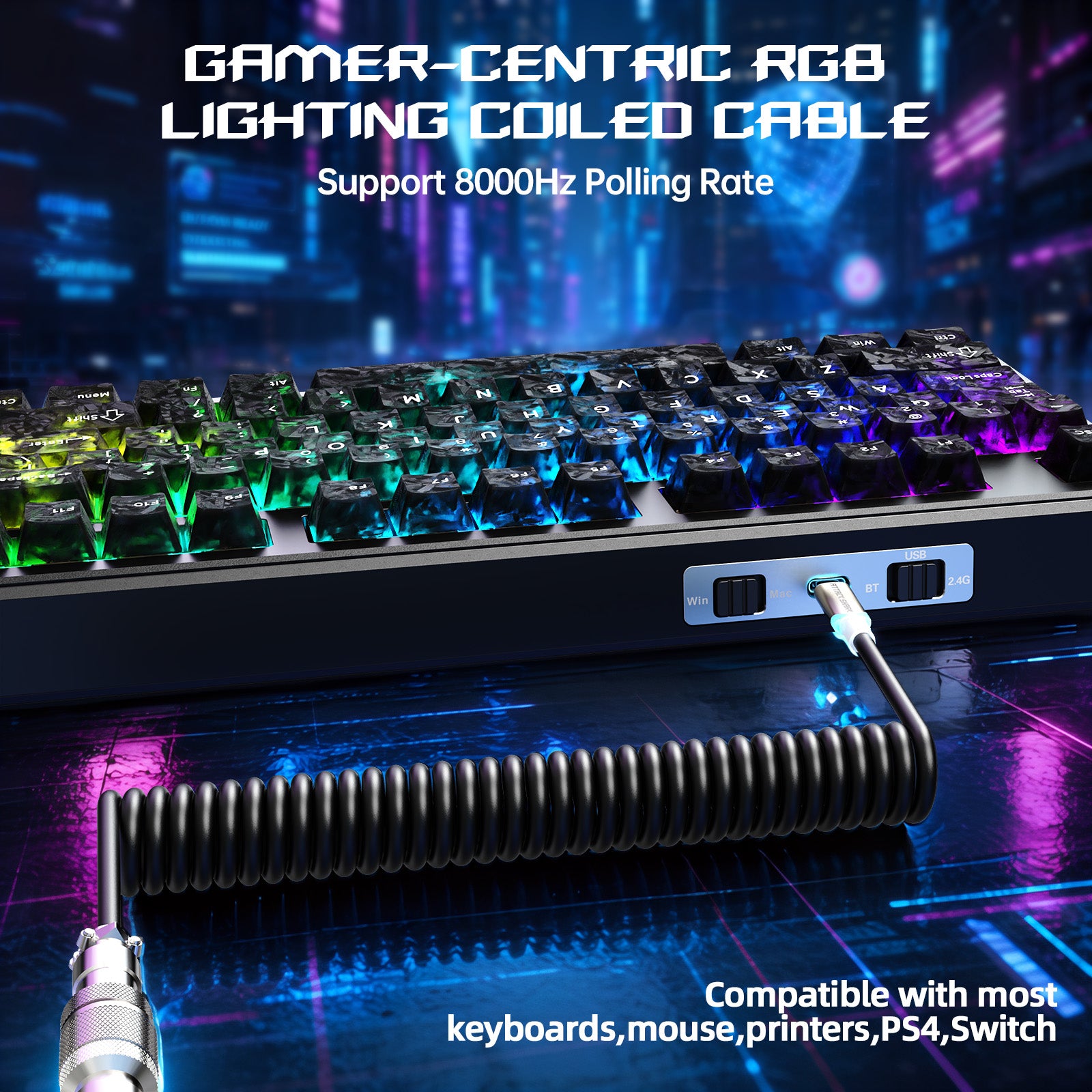 ATTACK SHARK X87 ULTRA ワイヤレス ゲーミングキーボード 8KHz レシーバー&RGBコイルケーブル付き
