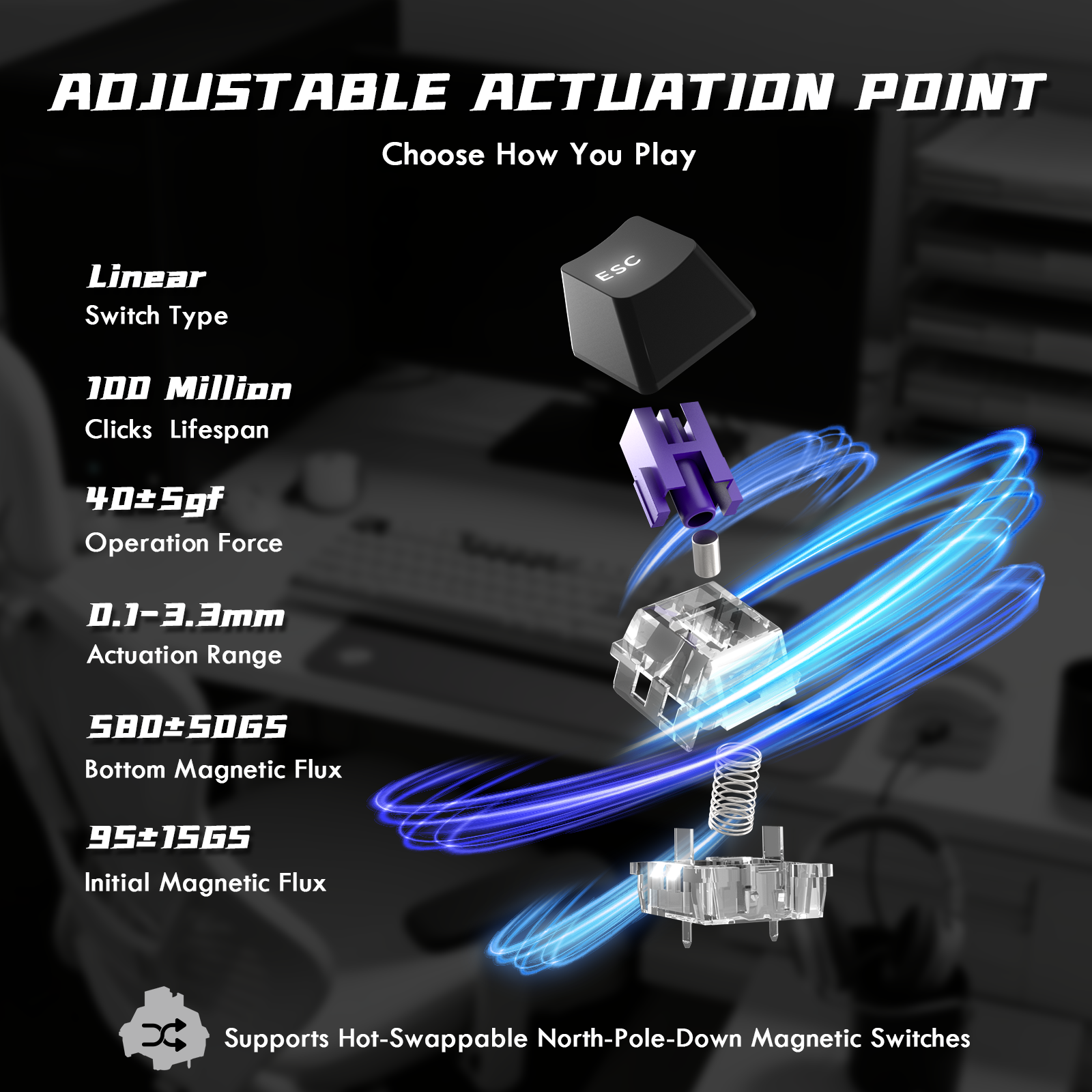 ATTACK SHARK R85 HE ラピッドトリガーキーボード 磁気スイッチ カスタムライトボックス付き