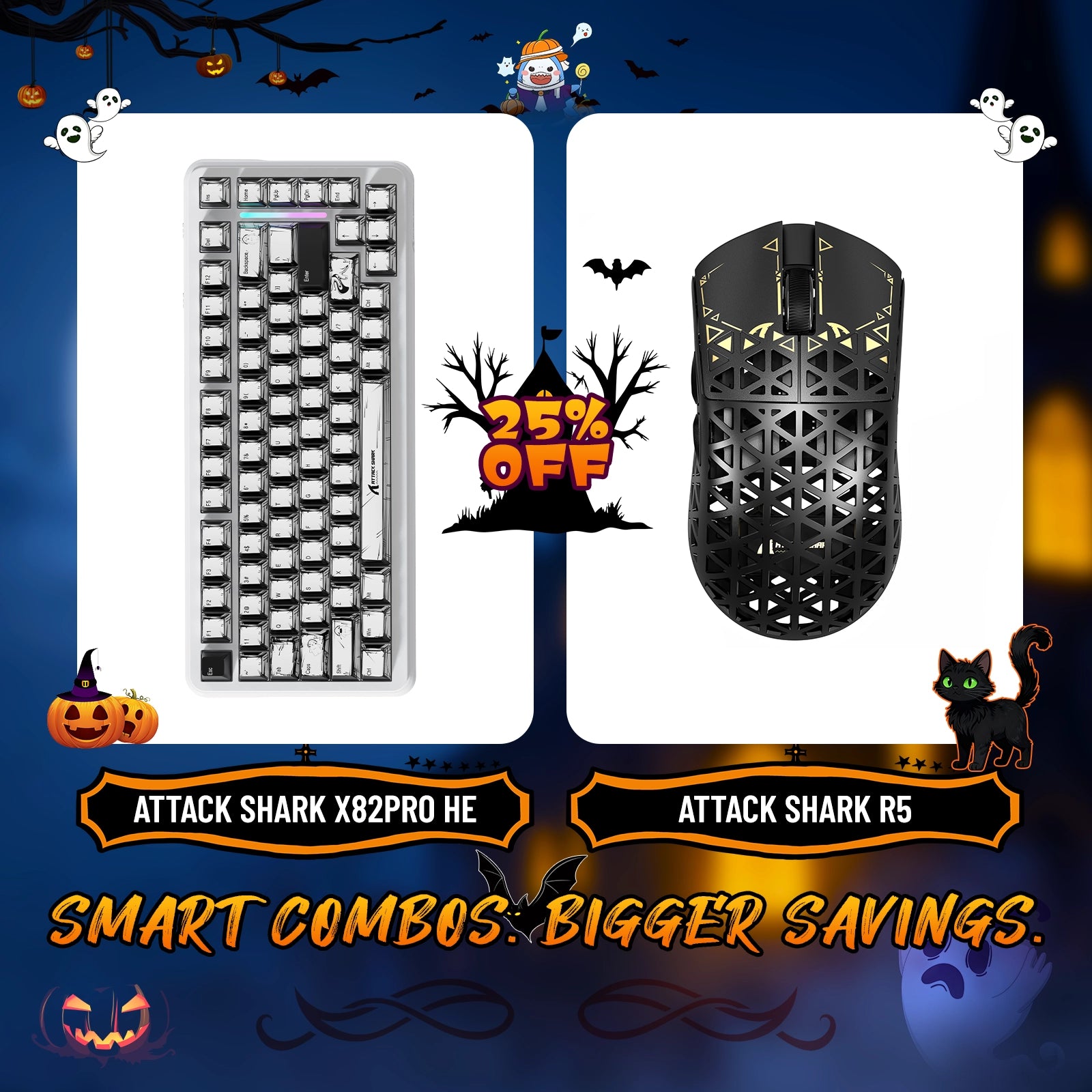 ATTACK SHARK X82PRO HE ラピッドトリガーキーボード + R5 カーボンファイバーワイヤレスゲーミングマウスバンドル