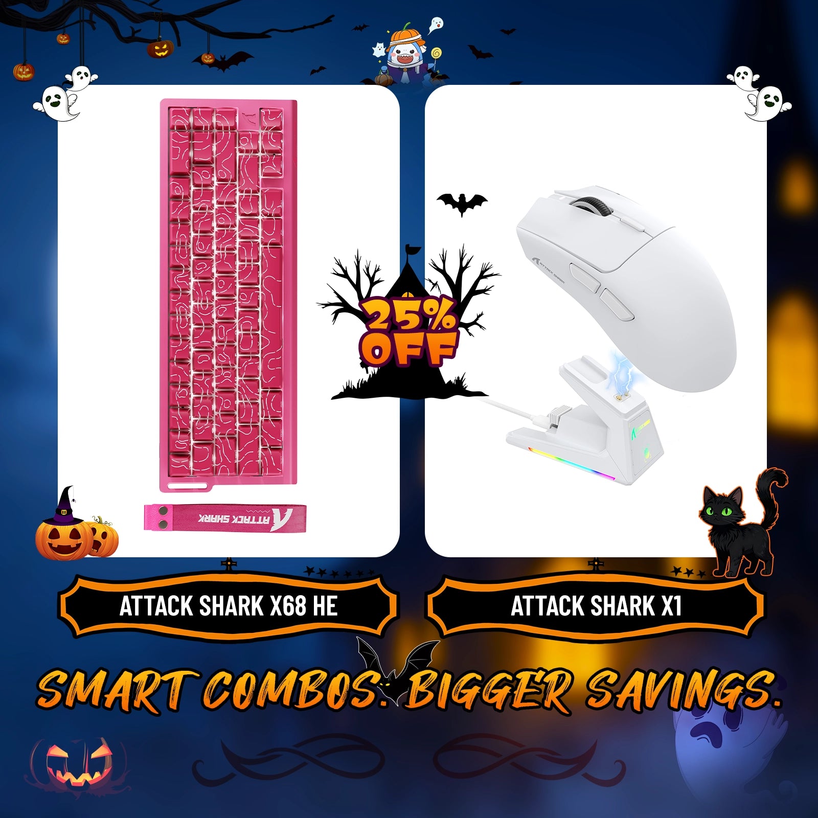 ATTACK SHARK X68HE ラピッドトリガーキーボード + X1 ワイヤレスゲーミングマウスバンドル