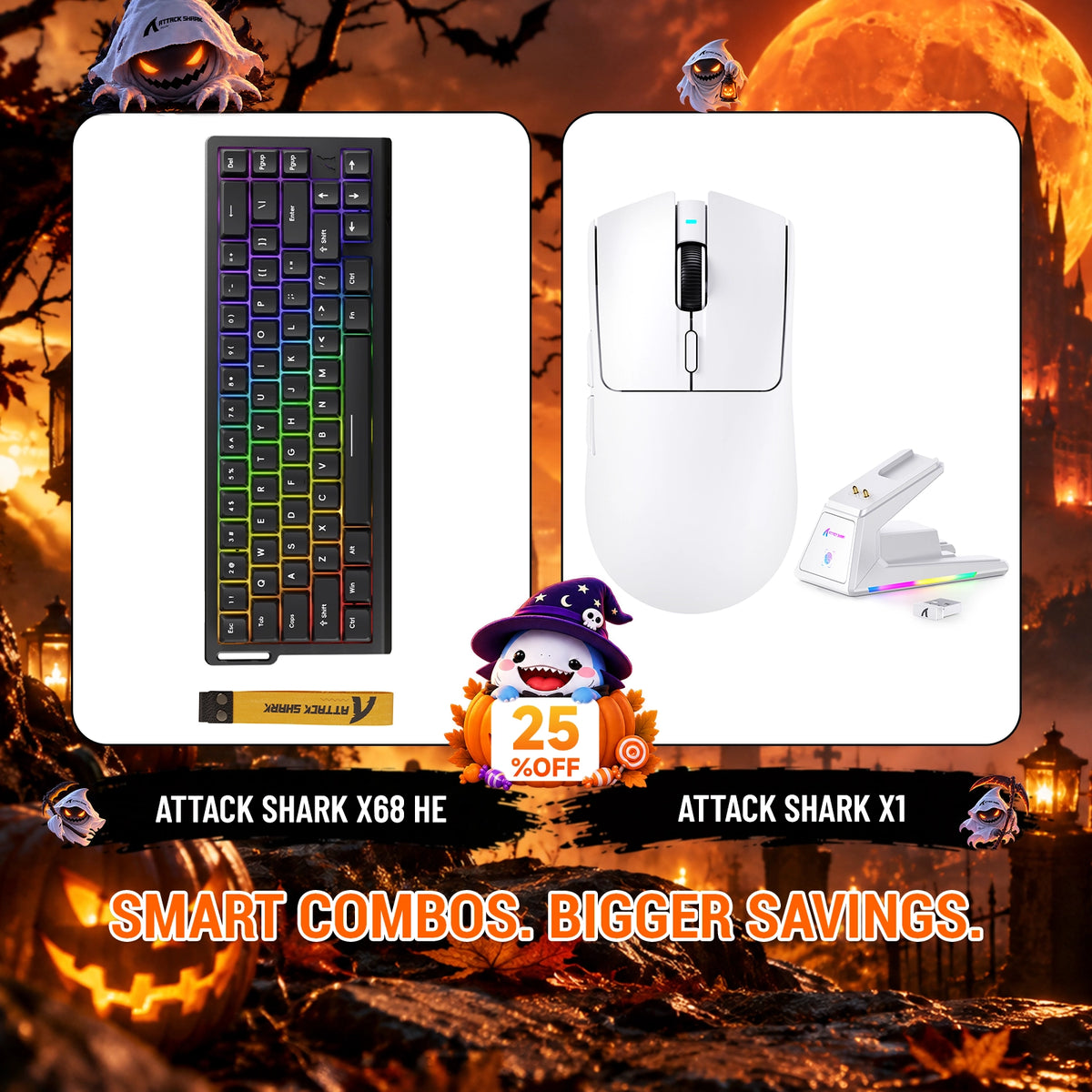ATTACK SHARK X68HE ラピッドトリガーキーボード + X1 ワイヤレスゲーミングマウス バンドル
