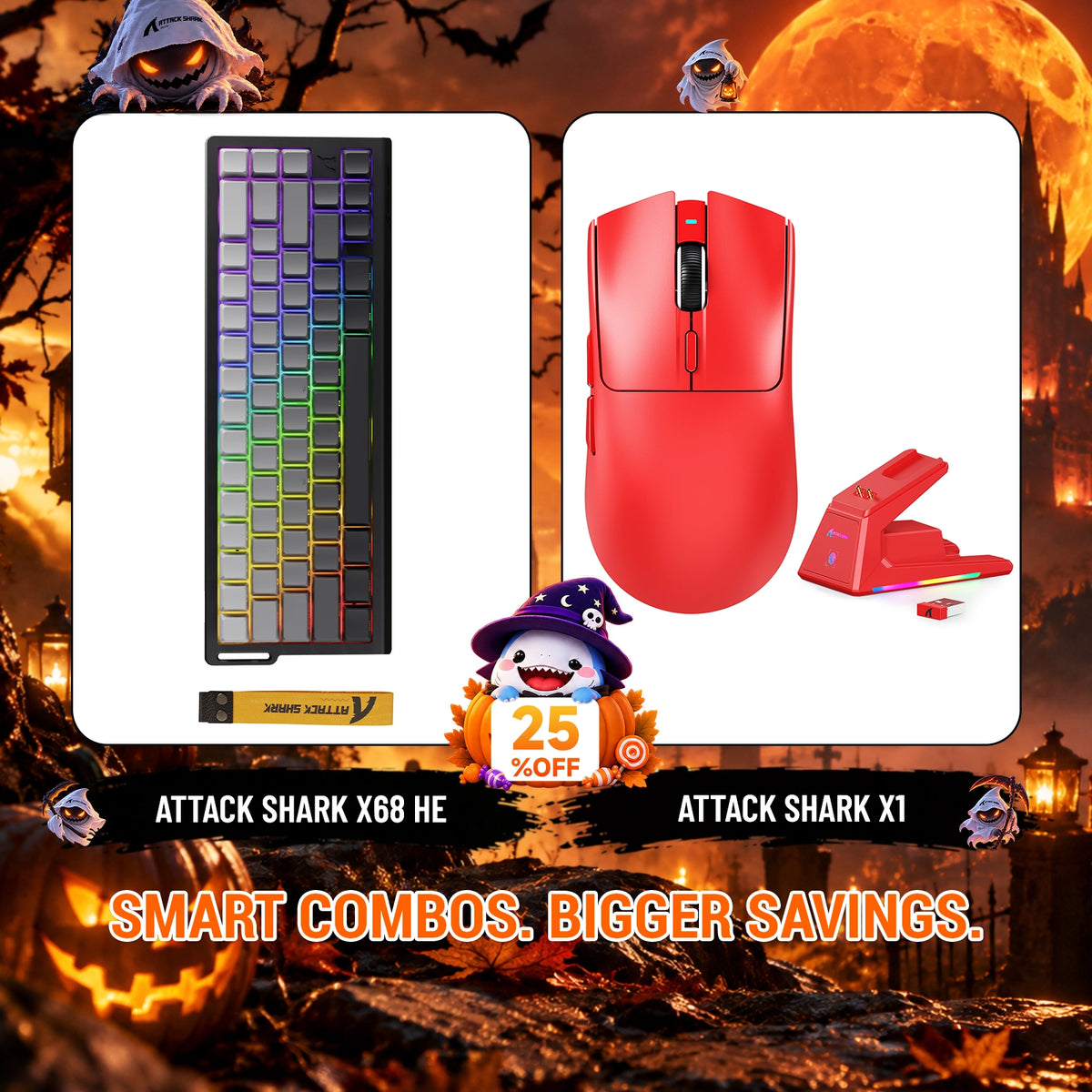 ATTACK SHARK X68HE ラピッドトリガーキーボード + X1 ワイヤレスゲーミングマウス バンドル