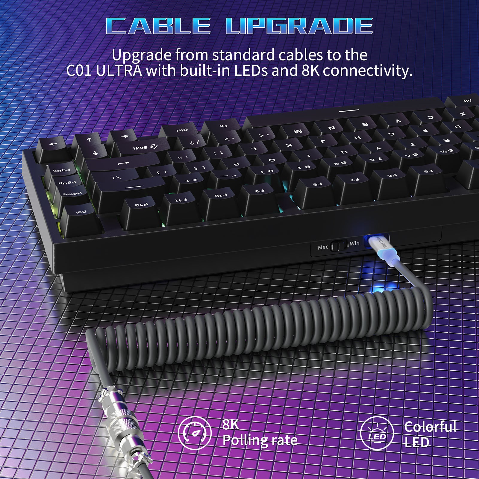 ATTACK SHARK R82 HE 有線75%ゲーミングキーボード C01ULTRA LEDケーブル付き