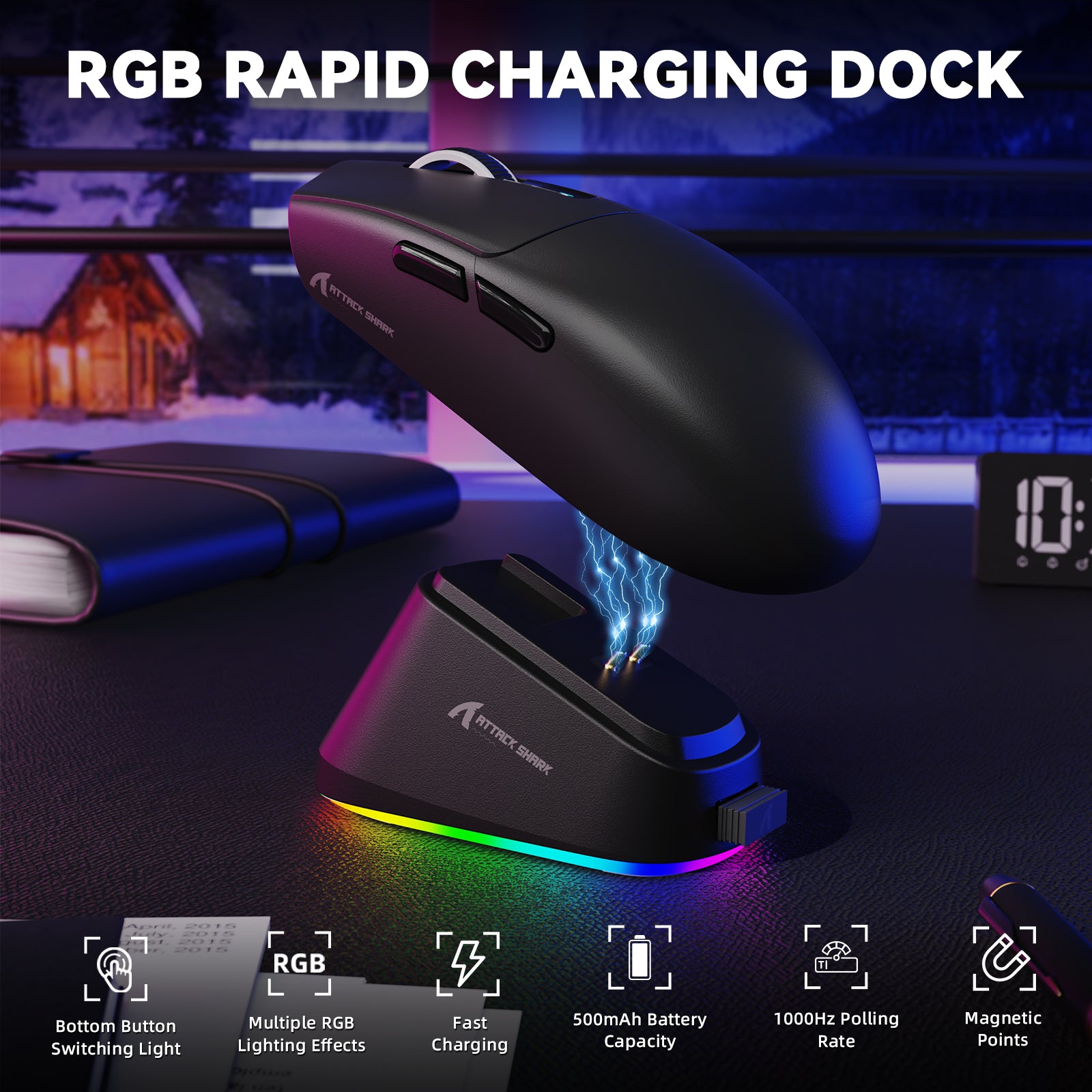 ATTACK SHARK G3PRO トライモードワイヤレスゲーミングマウス 充電ドック付き 25000 DPI 超軽量