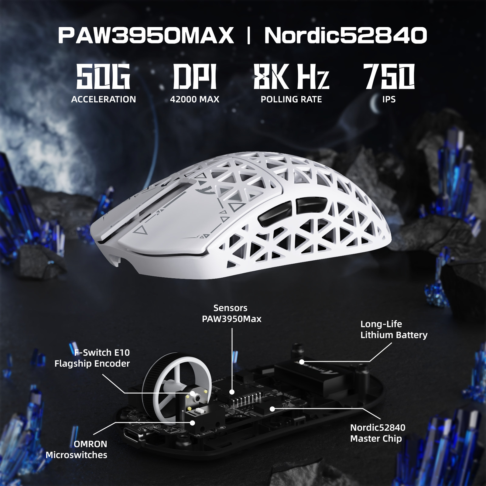 ATTACK SHARK R5 ウルトラカーボンファイバーワイヤレス 8K PAW3950MAX ゲーミングマウス
