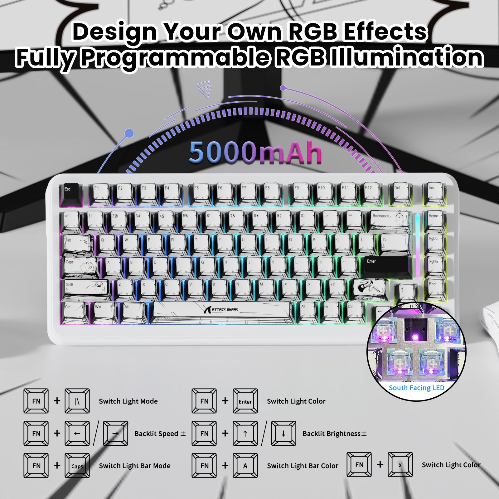 ATTACK SHARK X82PRO HE マグネティックキーボード(C01Ultra RGBコイルケーブル付属)