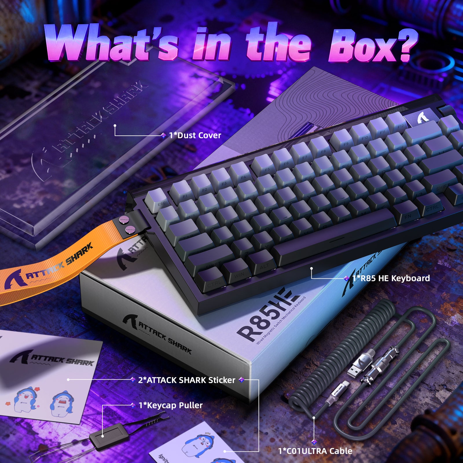 ATTACK SHARK R85 HE Rapid Trigger Keyboard with C01ULTRA LED Cable