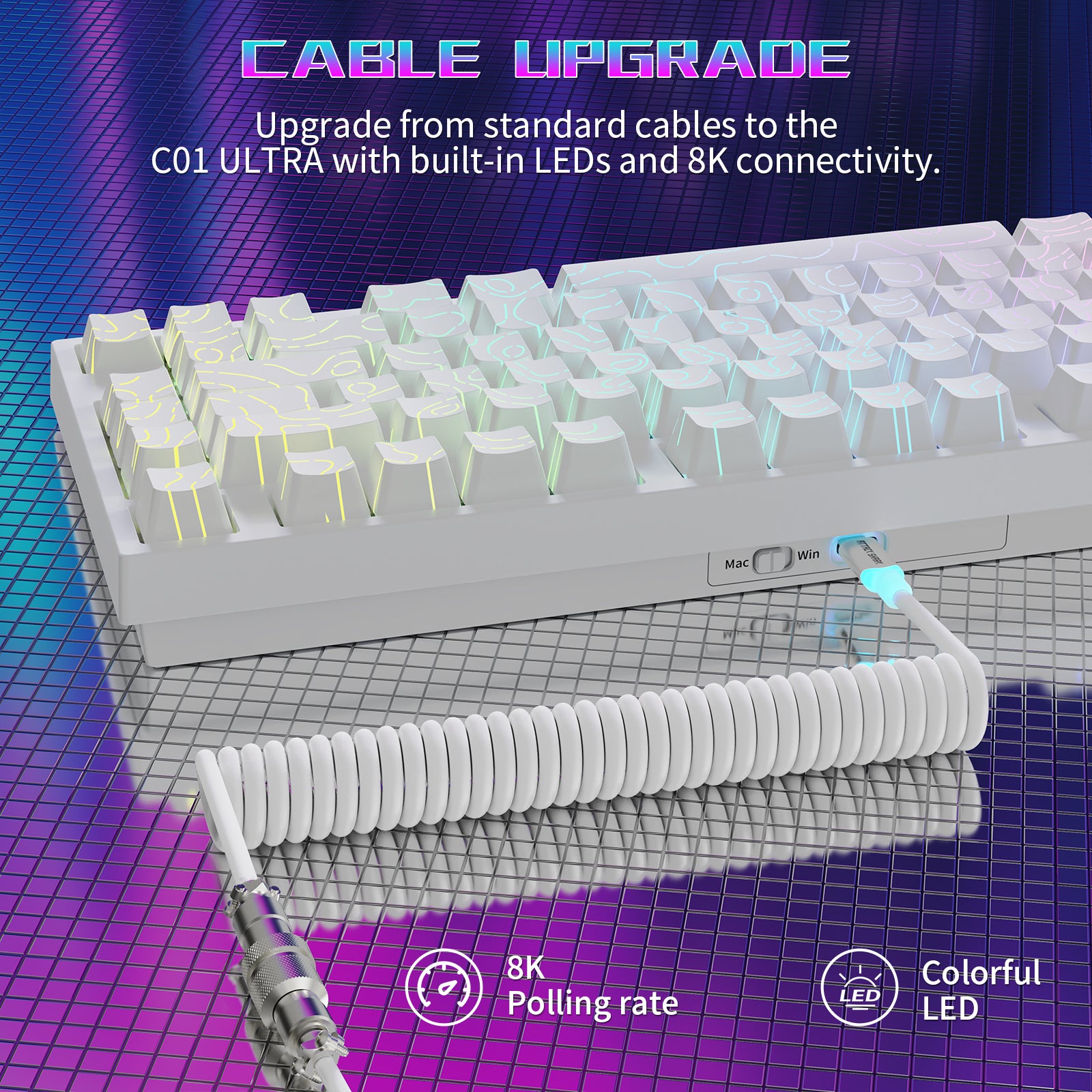ATTACK SHARK R82 HE 有線75%ゲーミングキーボード C01ULTRA LEDケーブル付き