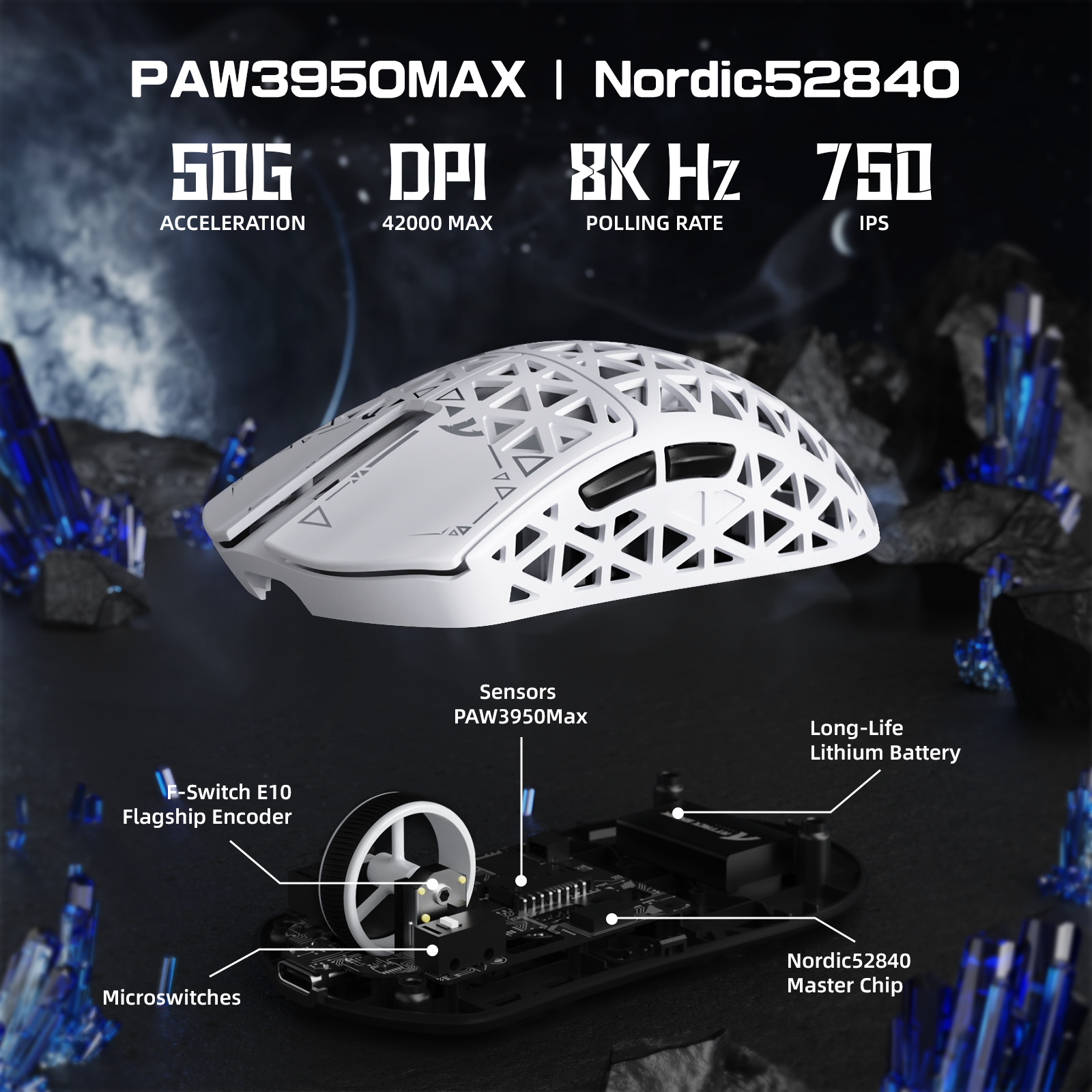 ATTACK SHARK R5 ULTRA カーボンファイバー ワイヤレス 8K PAW3950MAX ゲーミングマウス