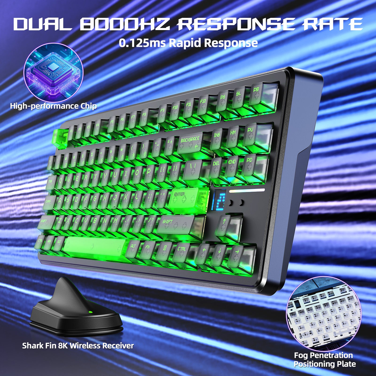 ATTACK SHARK X87 ULTRA ワイヤレス ゲーミングキーボード 8KHz レシーバー&RGBコイルケーブル付き
