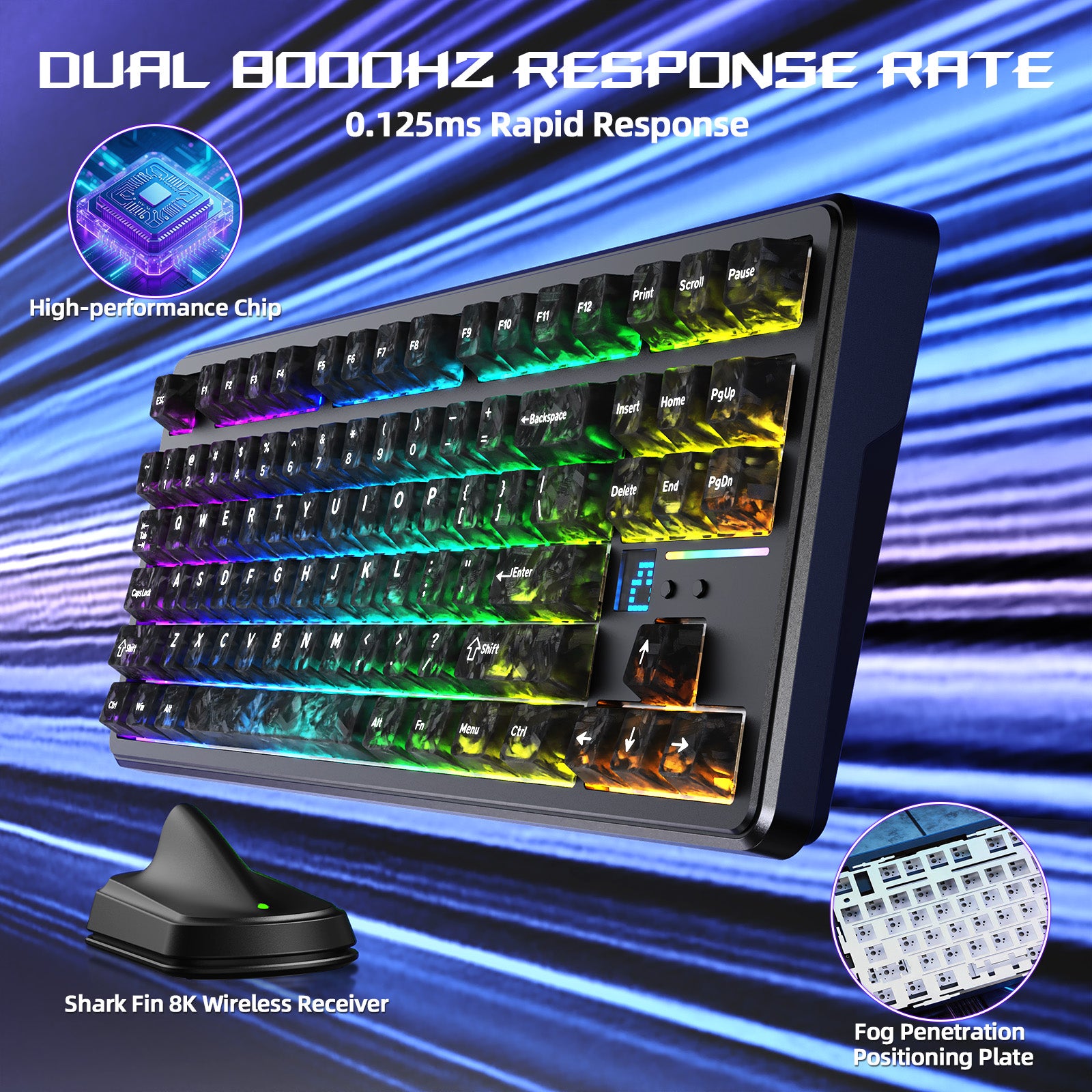 ATTACK SHARK X87 ULTRA ワイヤレス ゲーミングキーボード 8KHz レシーバー&RGBコイルケーブル付き