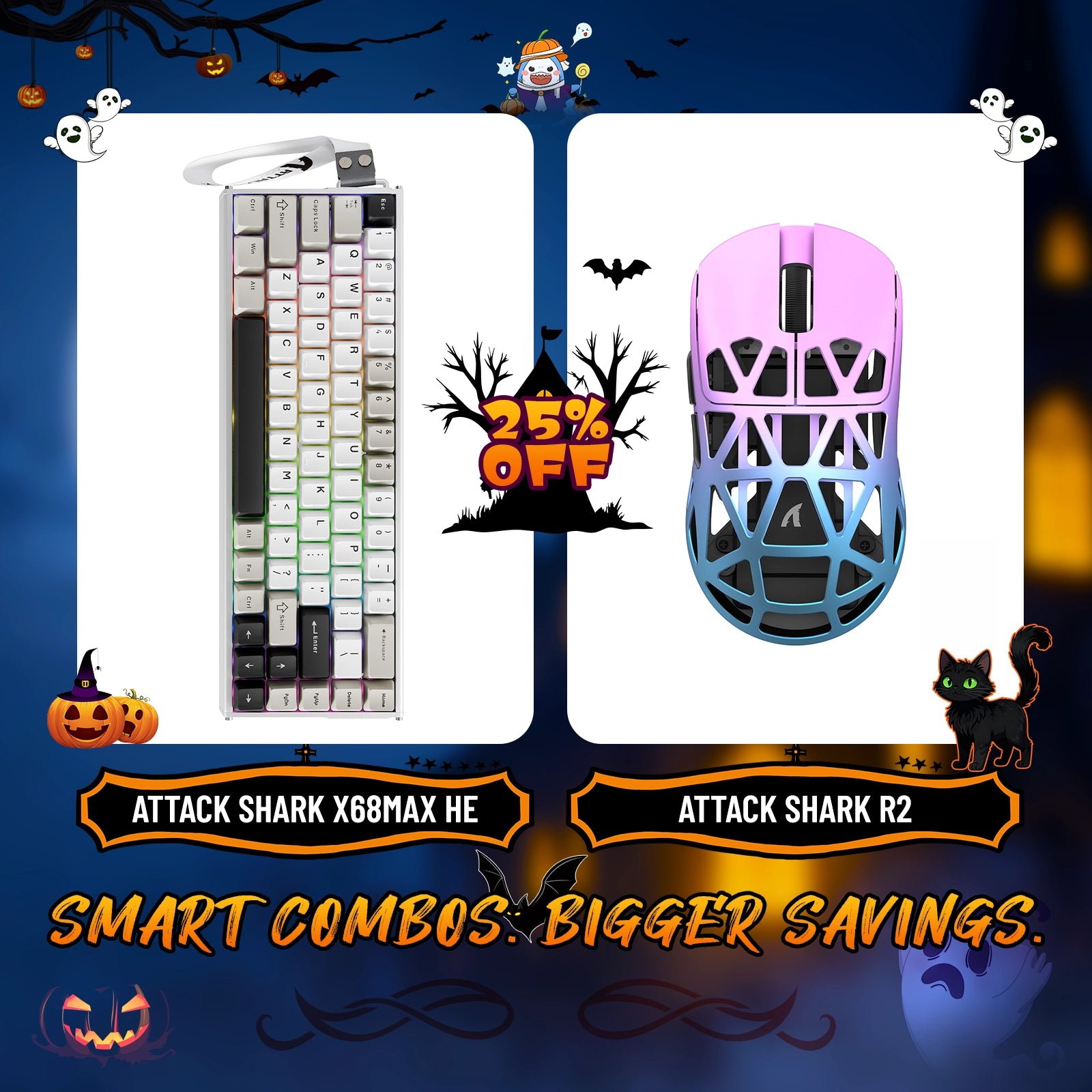 ATTACK SHARK X68MAX HE ラピッドトリガー アルミニウムキーボード + R2 マグネシウム合金ワイヤレスゲーミングマウスバンドル