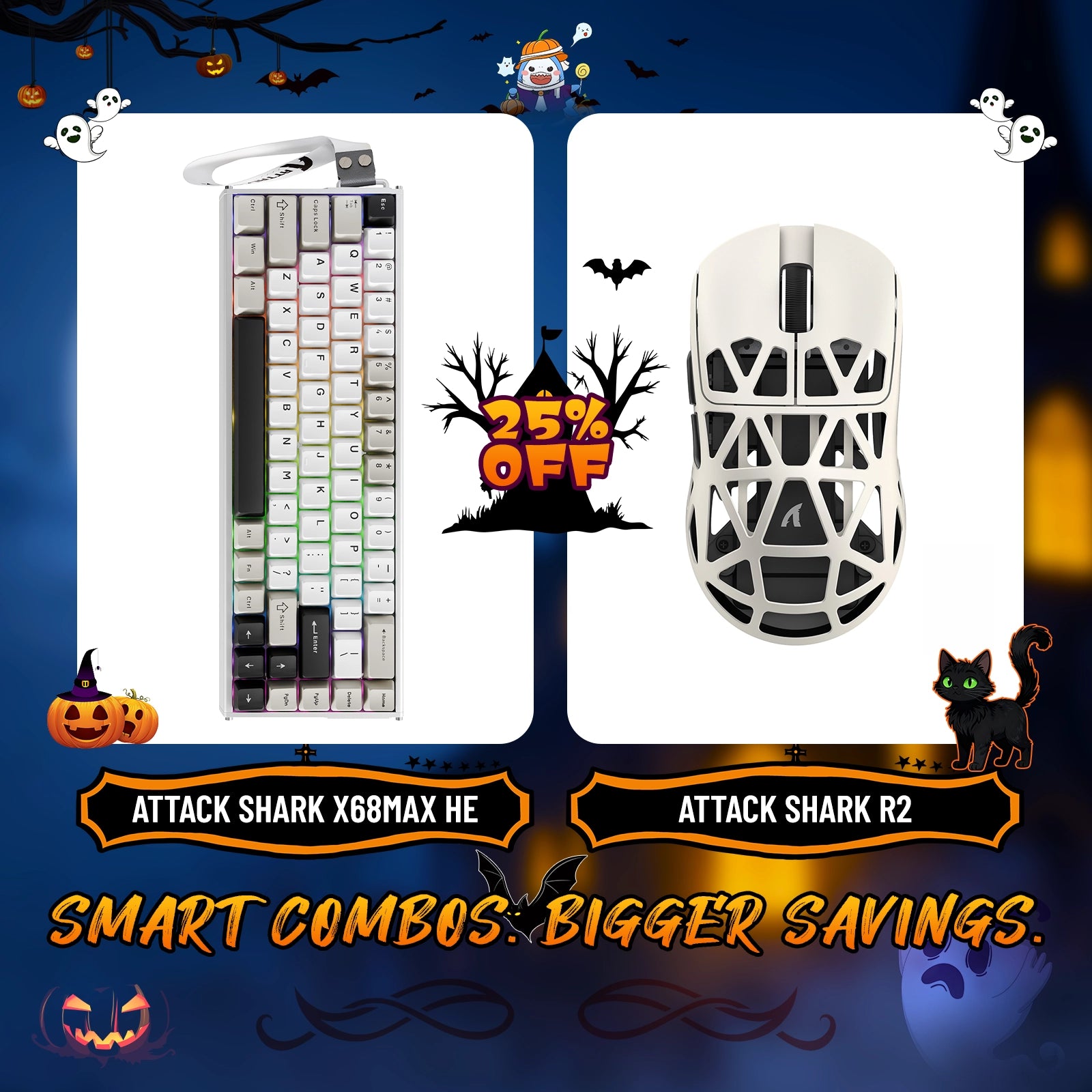 ATTACK SHARK X68MAX HE ラピッドトリガー アルミニウムキーボード + R2 マグネシウム合金ワイヤレスゲーミングマウスバンドル