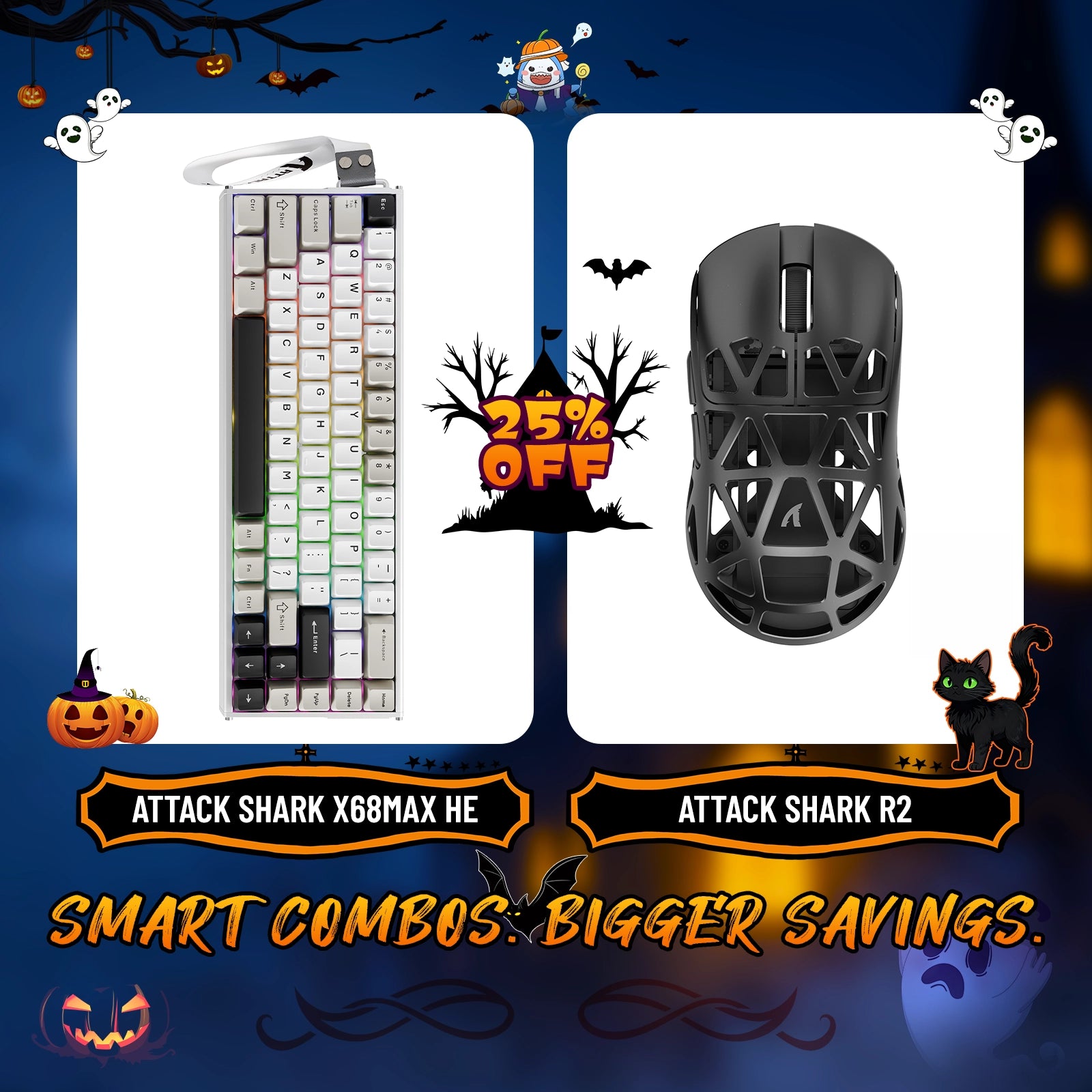 ATTACK SHARK X68MAX HE ラピッドトリガー アルミニウムキーボード + R2 マグネシウム合金ワイヤレスゲーミングマウスバンドル
