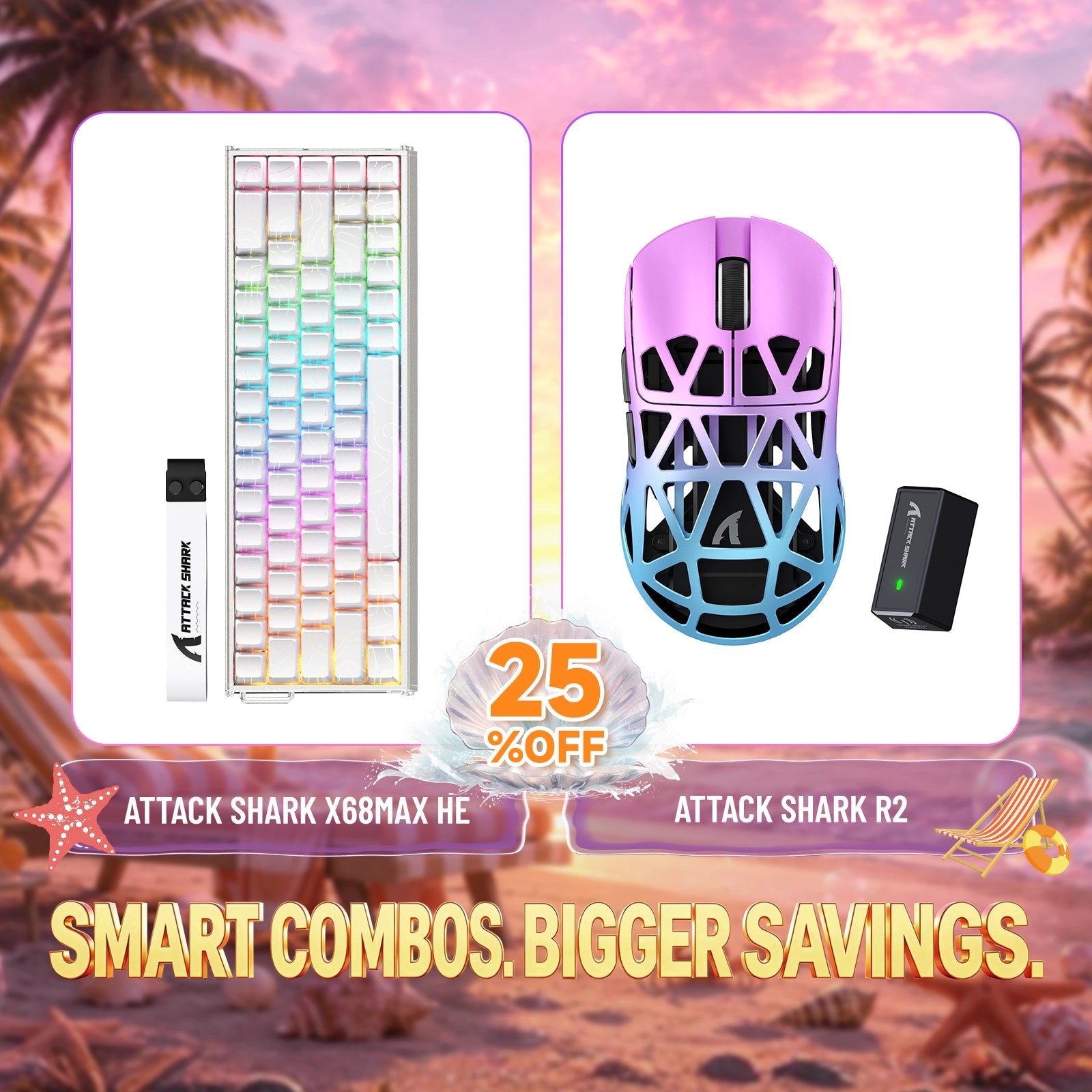 ATTACK SHARK X68MAX HE ラピッドトリガーアルミニウムキーボード + R2 マグネシウム合金ワイヤレスゲーミングマウス バンドル