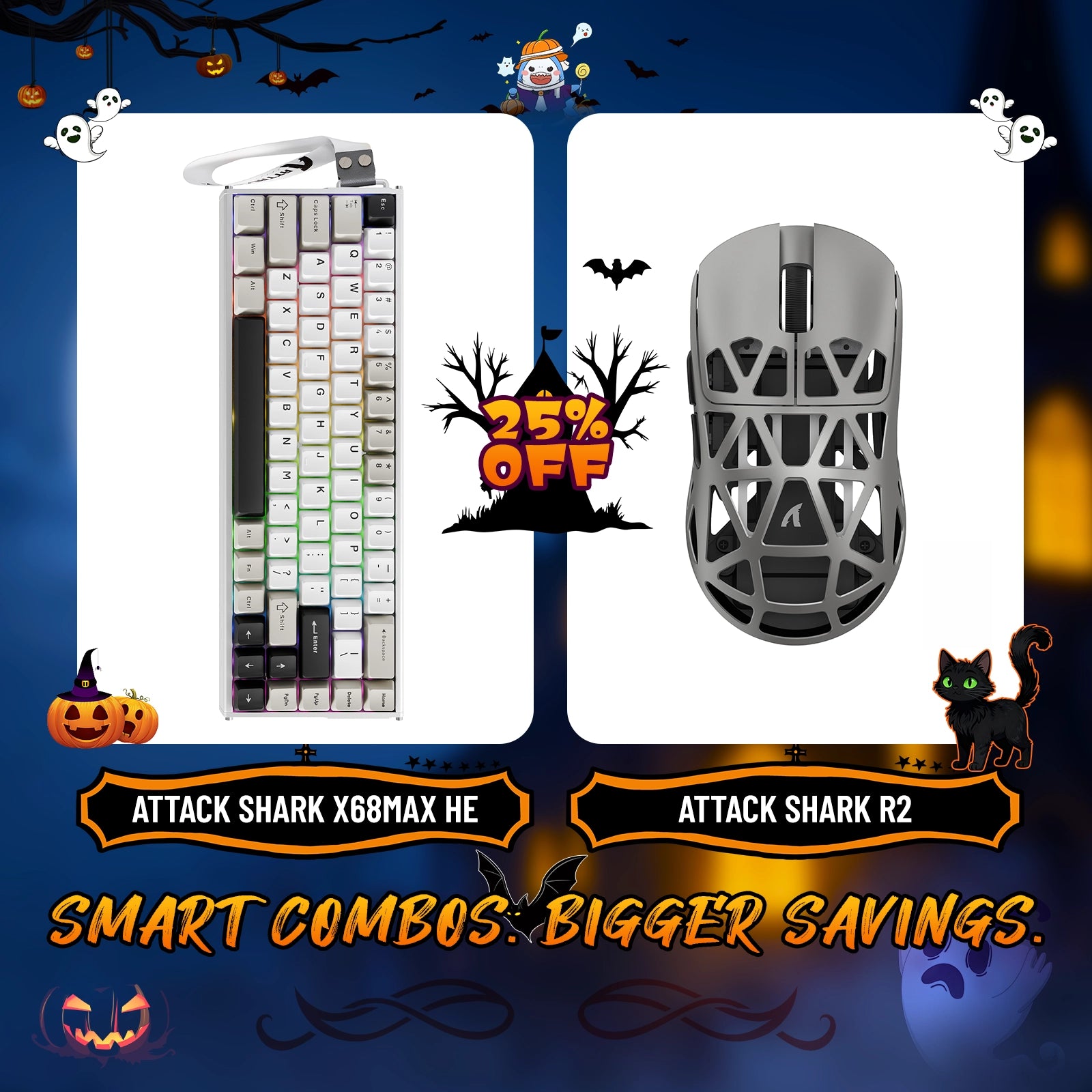 ATTACK SHARK X68MAX HE ラピッドトリガー アルミニウムキーボード + R2 マグネシウム合金ワイヤレスゲーミングマウスバンドル