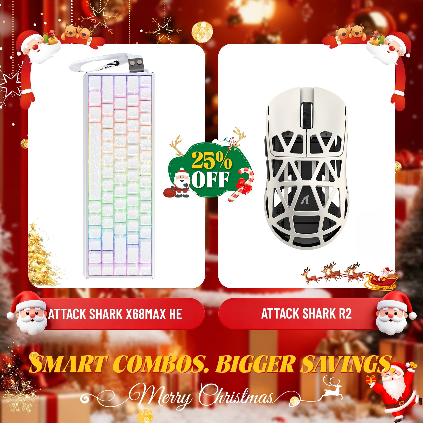 ATTACK SHARK X68MAX HE ラピッドトリガー アルミニウムキーボード + R2 マグネシウム合金ワイヤレスゲーミングマウスバンドル