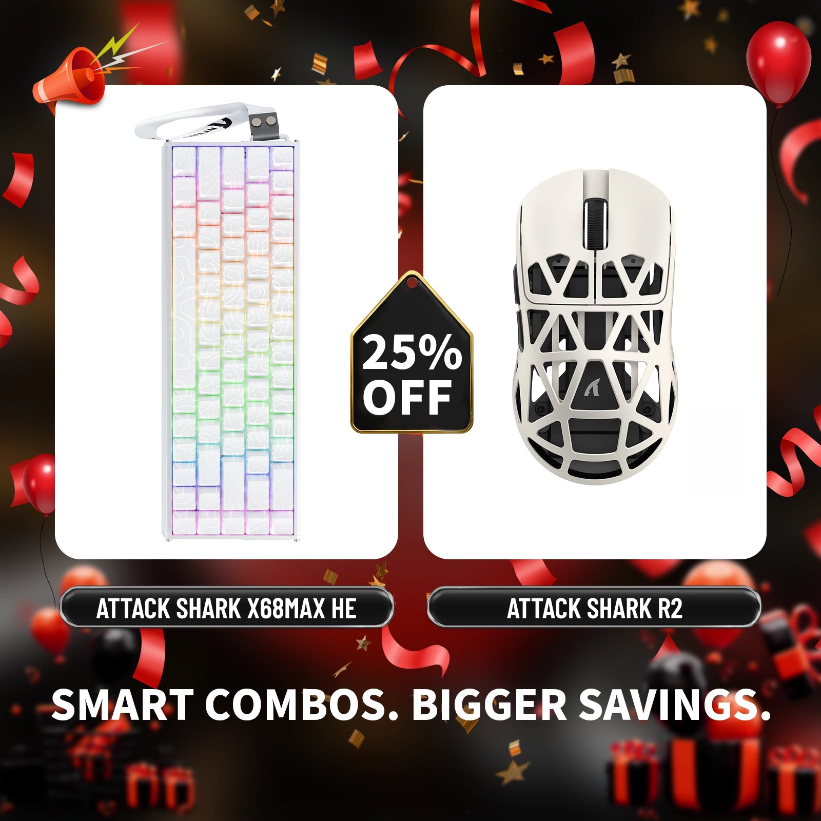ATTACK SHARK X68MAX HE ラピッドトリガー アルミニウムキーボード + R2 マグネシウム合金ワイヤレスゲーミングマウスバンドル