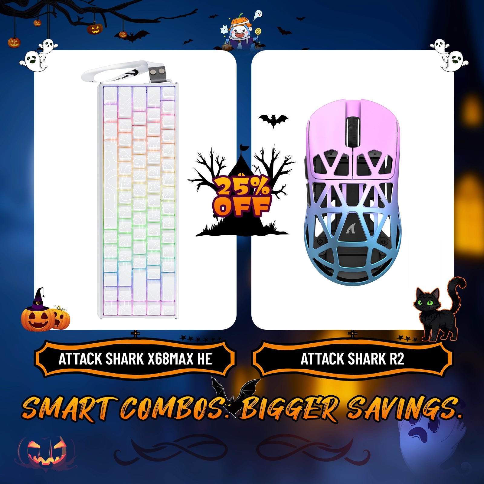 ATTACK SHARK X68MAX HE ラピッドトリガー アルミニウムキーボード + R2 マグネシウム合金ワイヤレスゲーミングマウスバンドル
