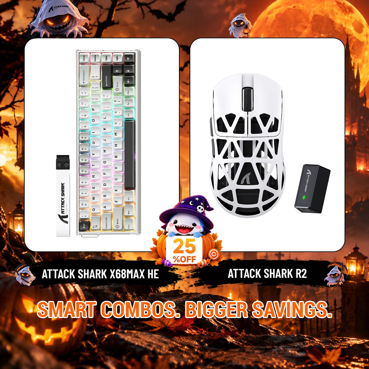 ATTACK SHARK X68 MAX HE ラピッドトリガー アルミニウムキーボード+R2 マグネシウム合金ワイヤレスゲーミングマウスセット