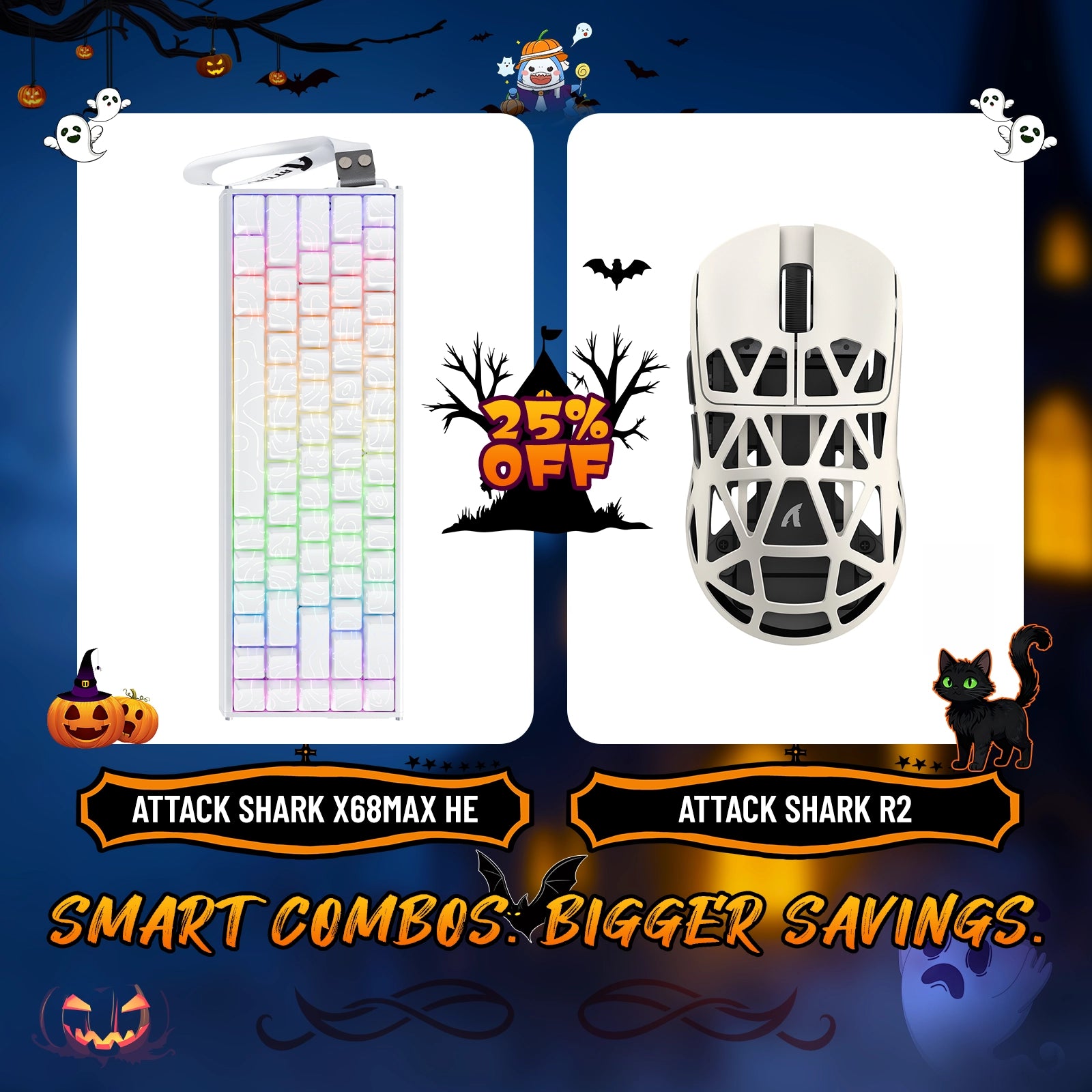 ATTACK SHARK X68MAX HE ラピッドトリガー アルミニウムキーボード + R2 マグネシウム合金ワイヤレスゲーミングマウスバンドル
