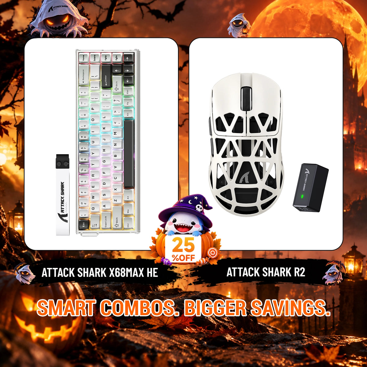 ATTACK SHARK X68 MAX HE ラピッドトリガー アルミニウムキーボード+R2 マグネシウム合金ワイヤレスゲーミングマウスセット