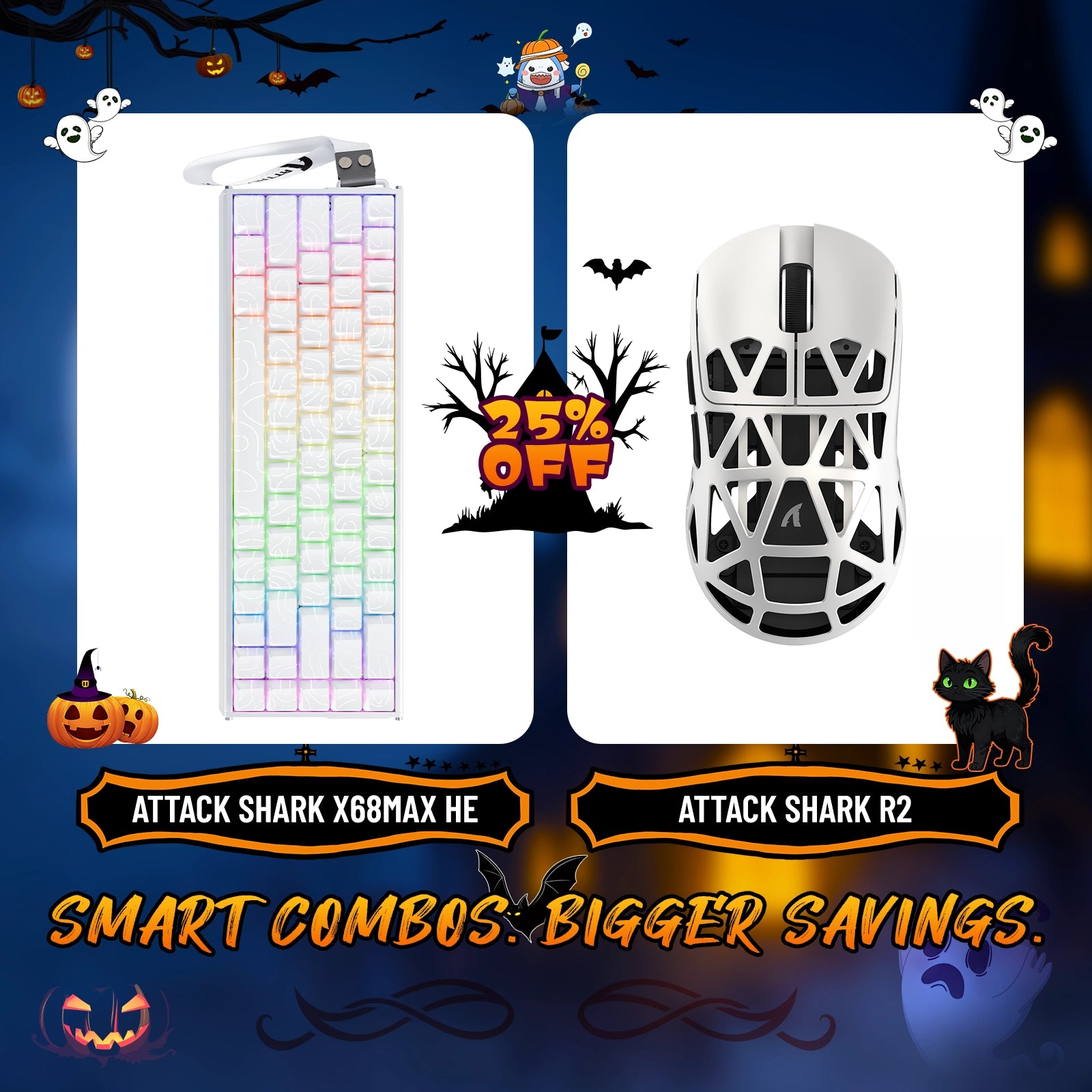 ATTACK SHARK X68MAX HE ラピッドトリガー アルミニウムキーボード + R2 マグネシウム合金ワイヤレスゲーミングマウスバンドル