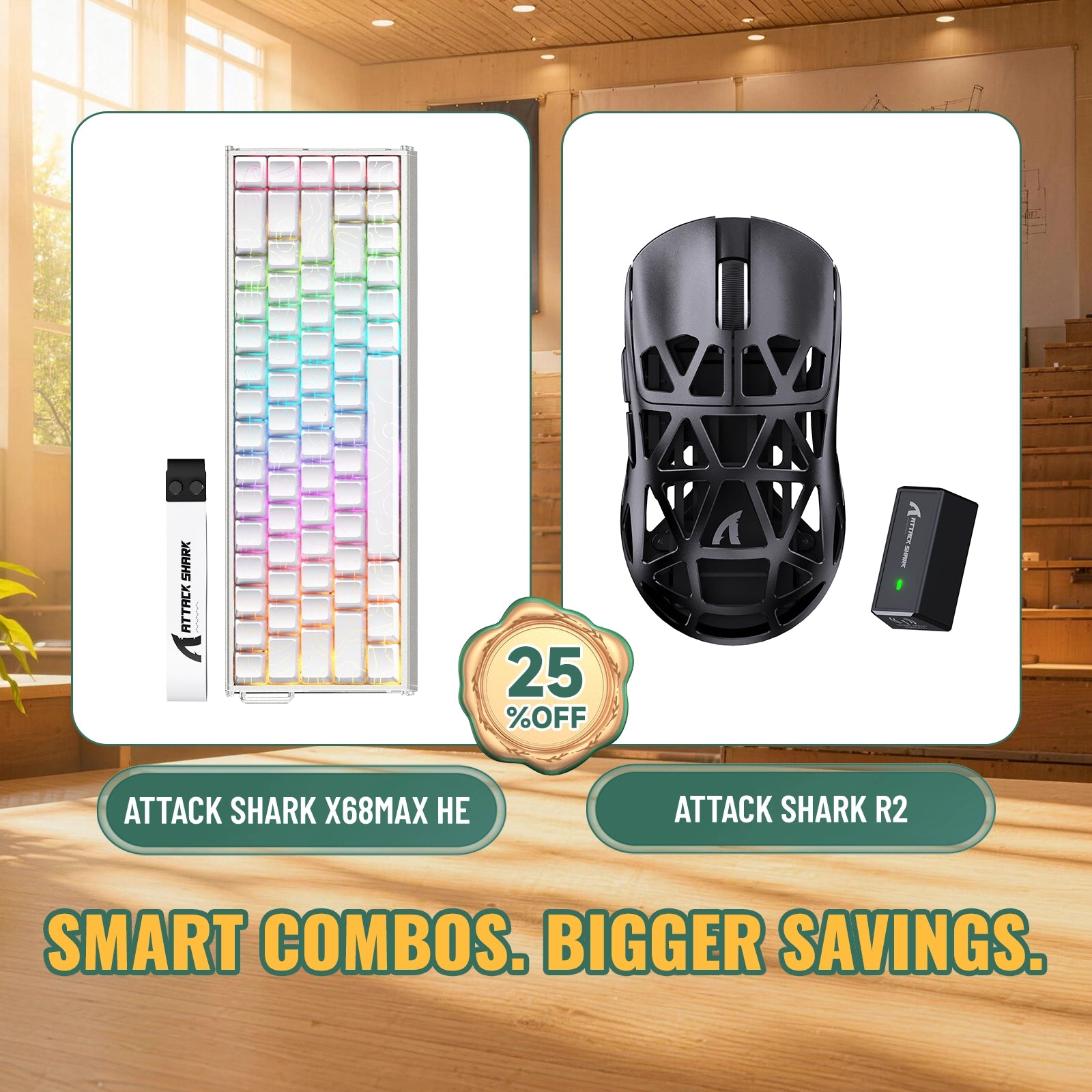 ATTACK SHARK X68MAX HE ラピッドトリガーアルミニウムキーボード + R2 マグネシウム合金ワイヤレスゲーミングマウス バンドル