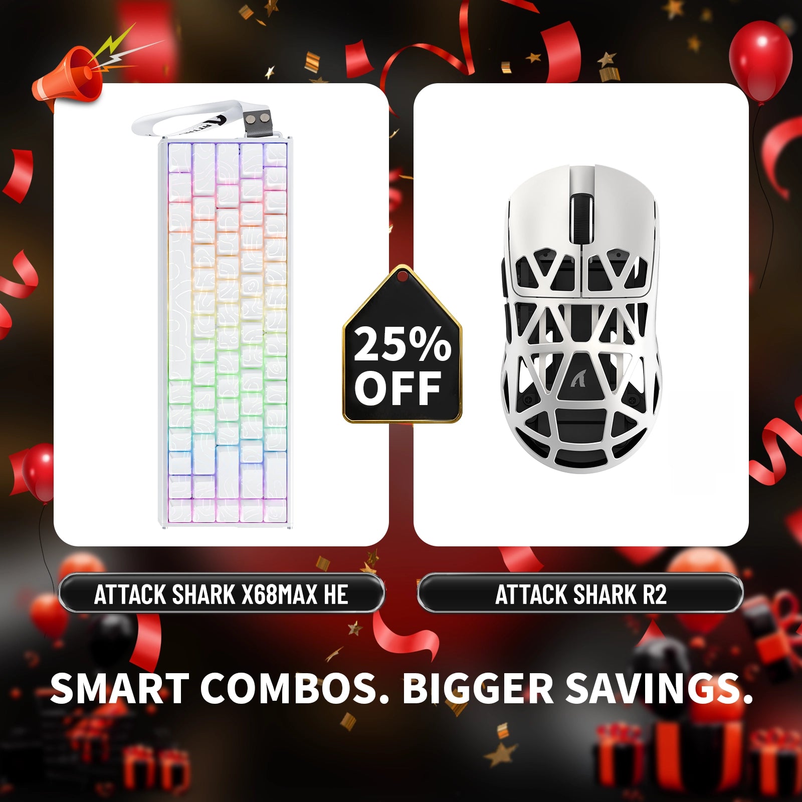ATTACK SHARK X68MAX HE ラピッドトリガー アルミニウムキーボード + R2 マグネシウム合金ワイヤレスゲーミングマウスバンドル