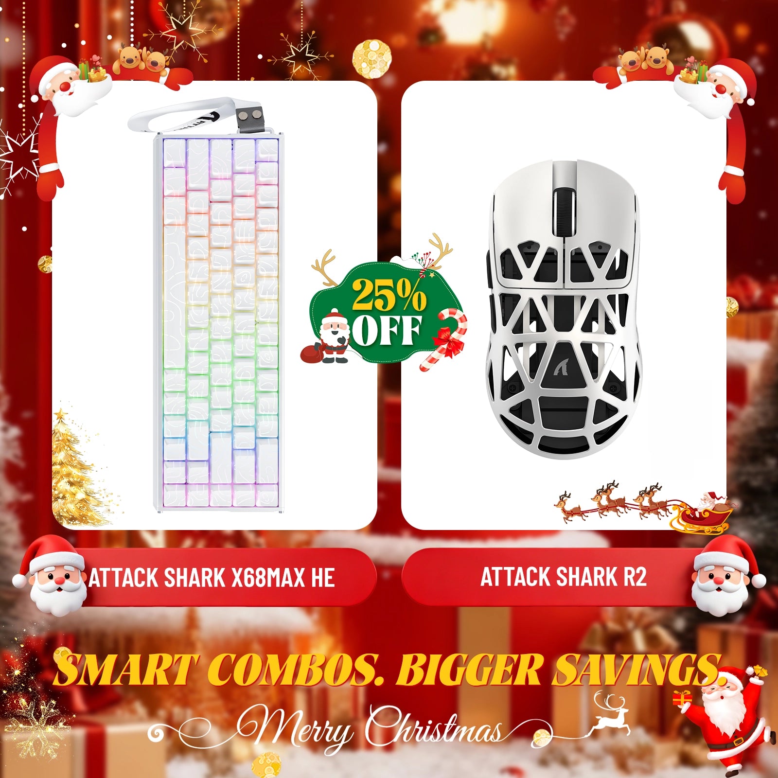 ATTACK SHARK X68MAX HE ラピッドトリガー アルミニウムキーボード + R2 マグネシウム合金ワイヤレスゲーミングマウスバンドル