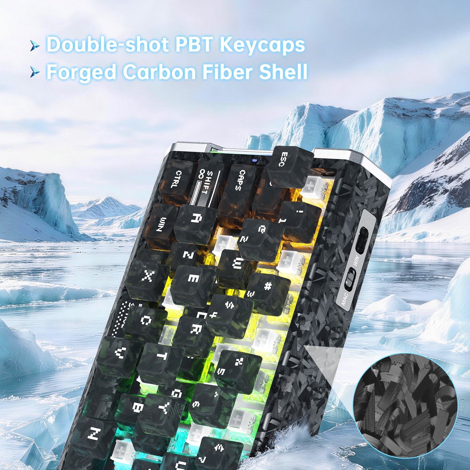 ATTACK SHARK R68 HE カーボンファイバー有線ラピッドトリガーマグネティックスイッチキーボード(C01 Ultra RGBコイルケーブル付属)