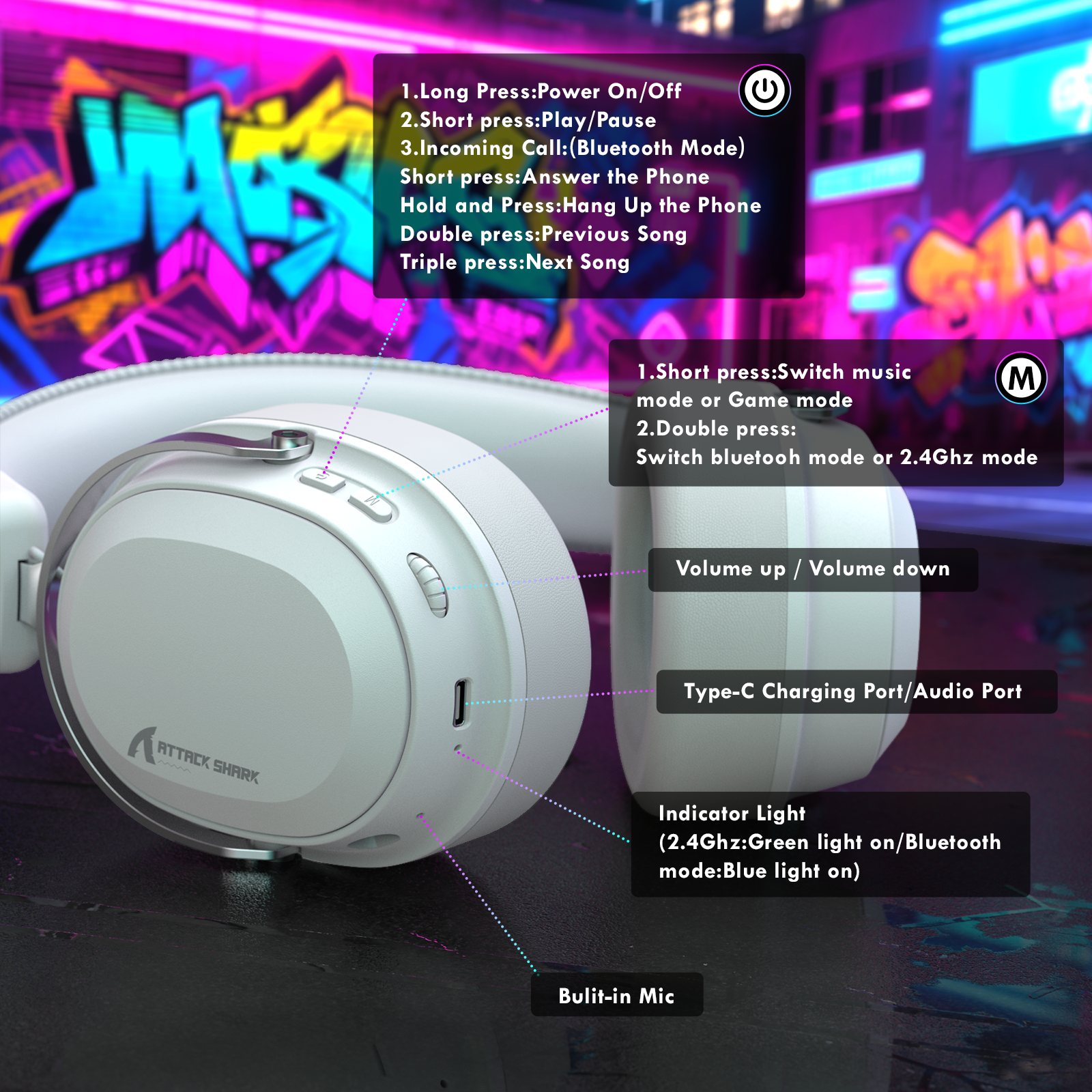 ATTACK SHARK L30PRO ワイヤレスゲーミングヘッドセット