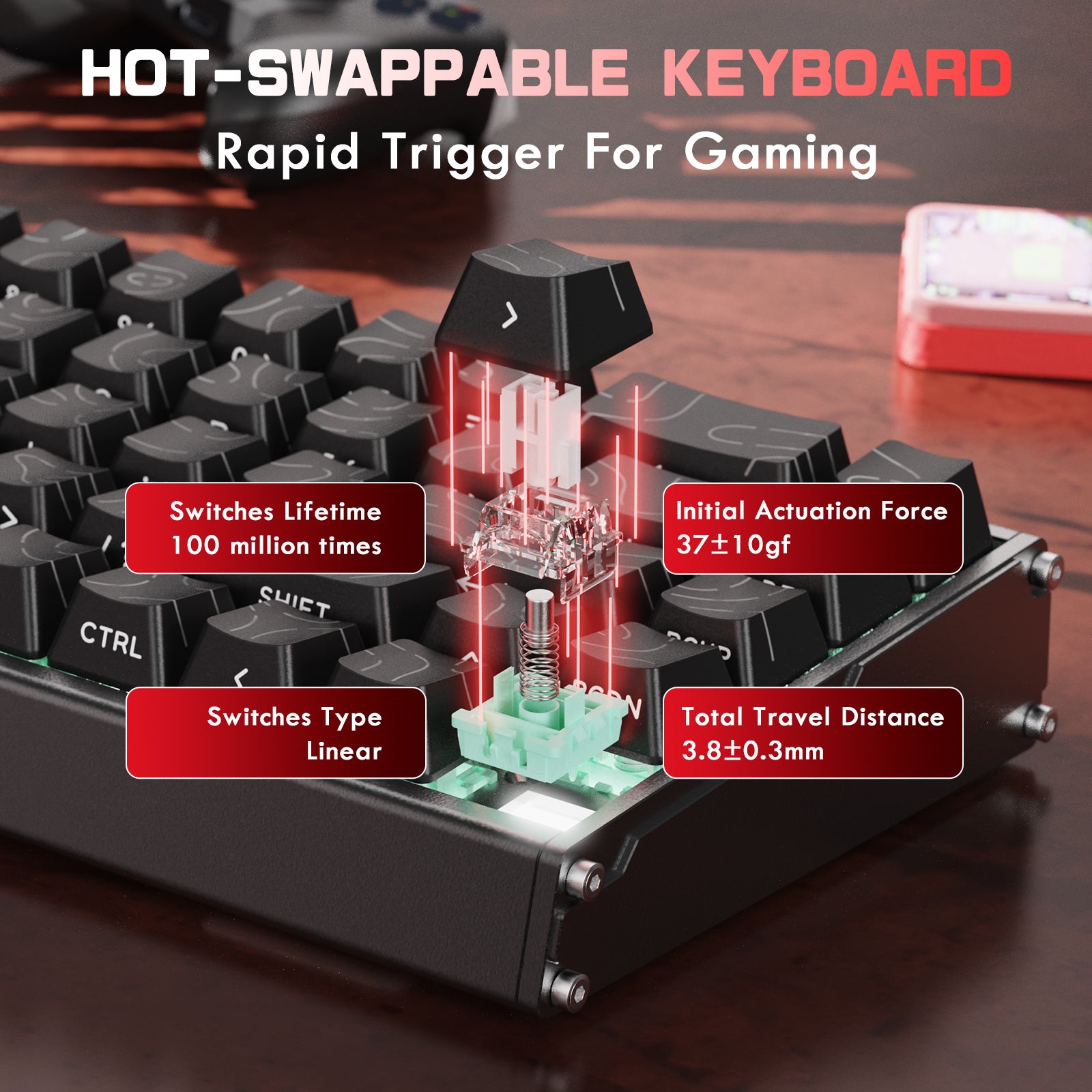 ATTACK SHARK X68MAX HE ラピッドトリガー CNC アルミニウムキーボード マグネティックスイッチ C01Ultra RGB コイルケーブル付き