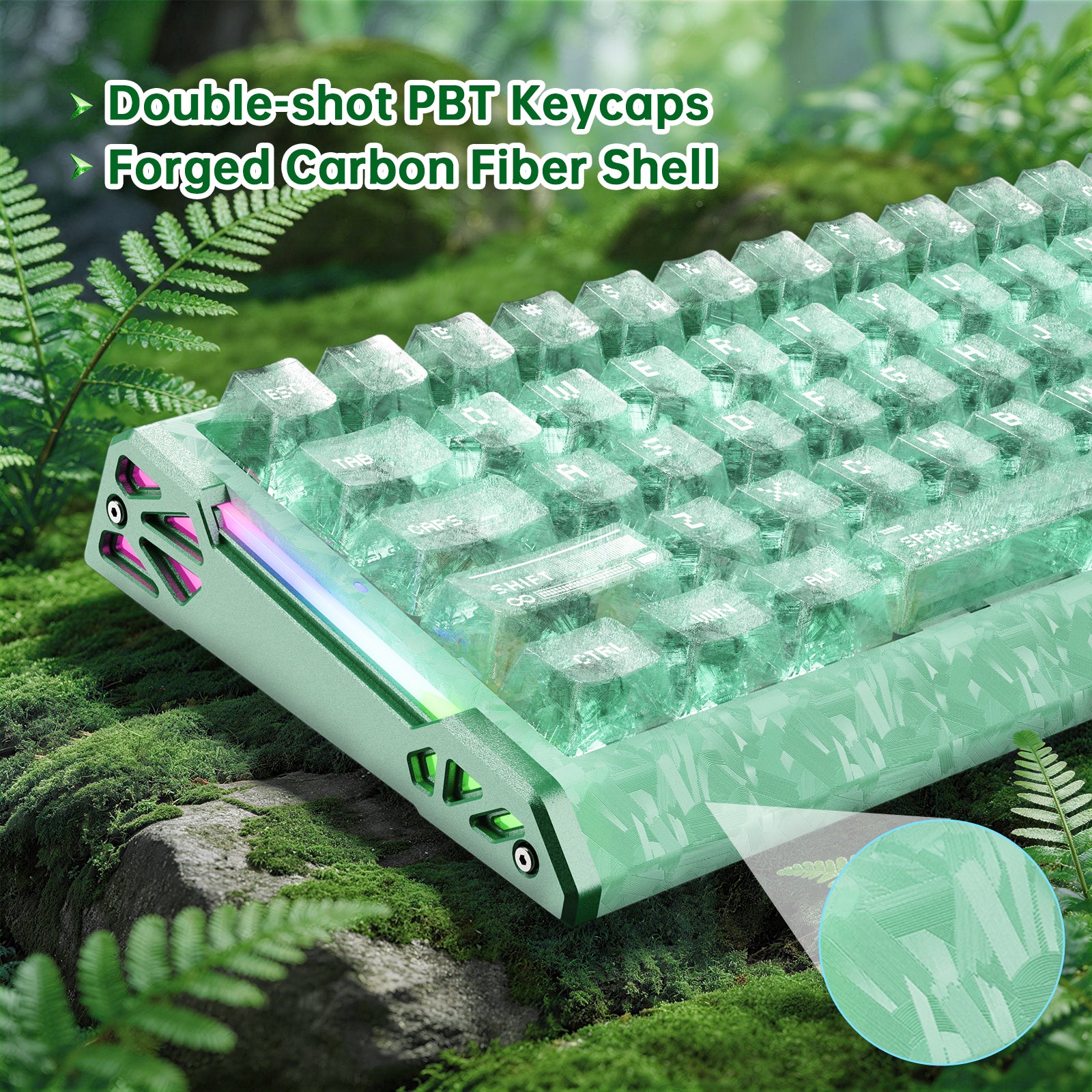 ATTACK SHARK R68 HE カーボンファイバー有線ラピッドトリガーマグネティックスイッチキーボード(C01 Ultra RGBコイルケーブル付属)