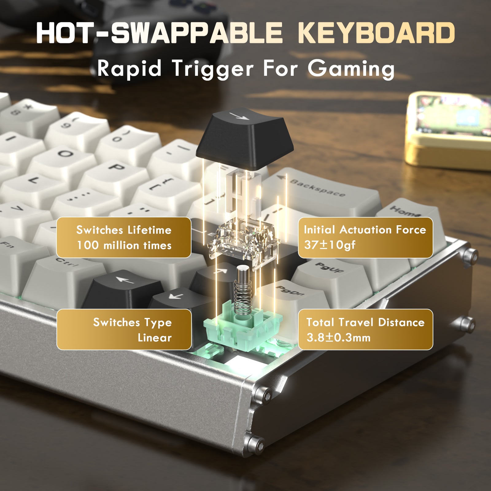 ATTACK SHARK X68MAX HE ラピッドトリガー CNC アルミニウムキーボード マグネティックスイッチ C01Ultra RGB コイルケーブル付き