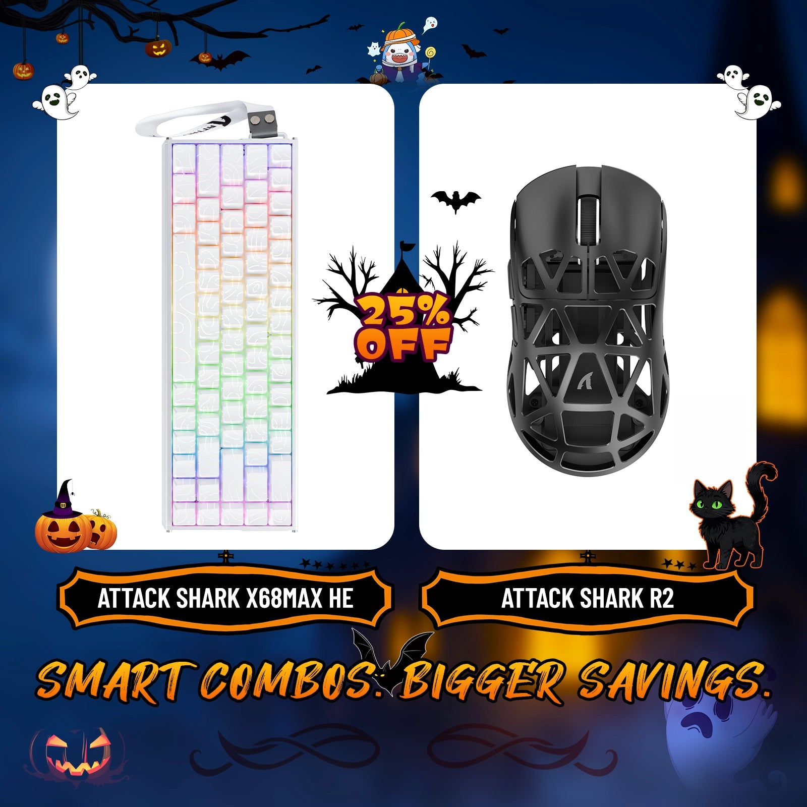 ATTACK SHARK X68MAX HE ラピッドトリガー アルミニウムキーボード + R2 マグネシウム合金ワイヤレスゲーミングマウスバンドル