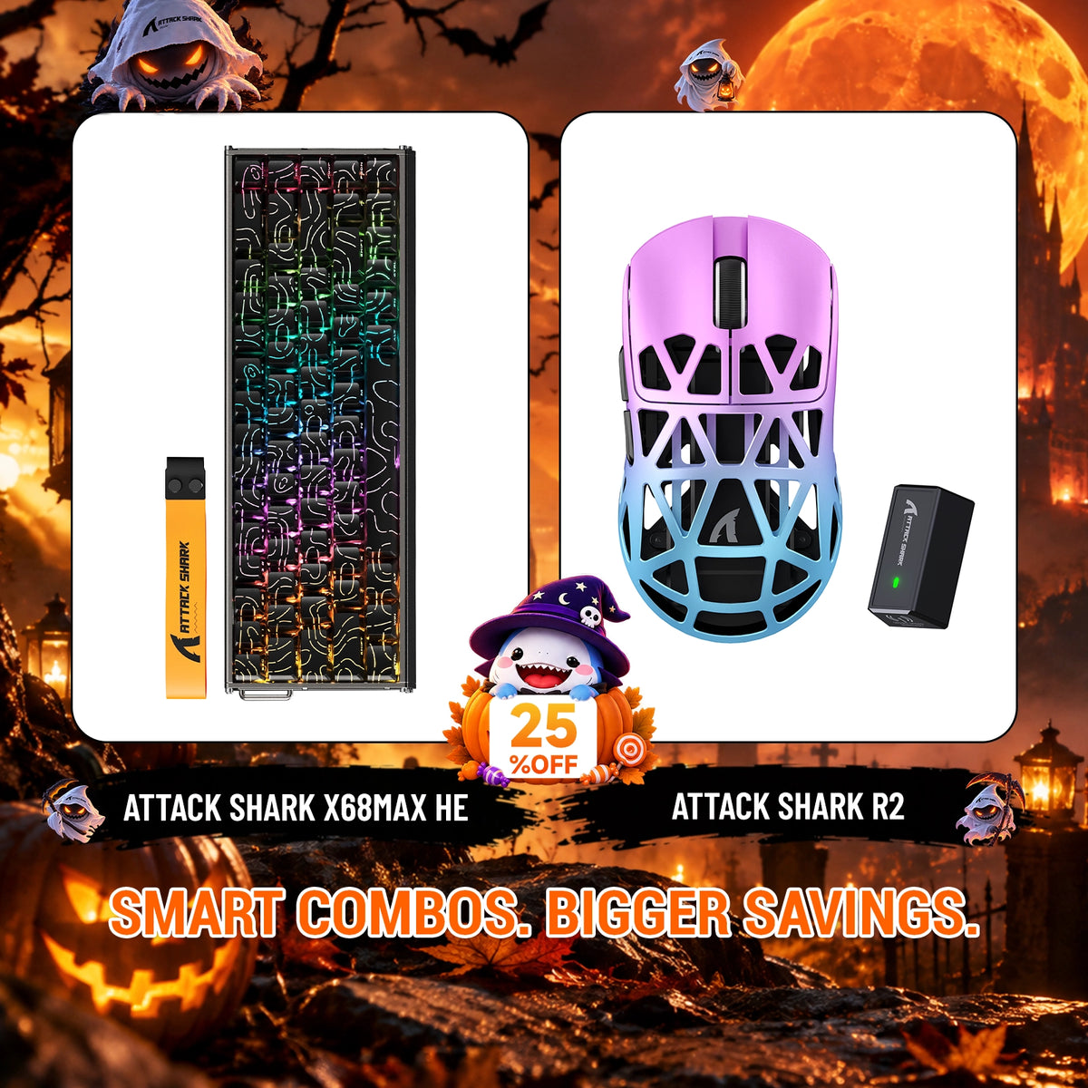 ATTACK SHARK X68 MAX HE ラピッドトリガー アルミニウムキーボード+R2 マグネシウム合金ワイヤレスゲーミングマウスセット