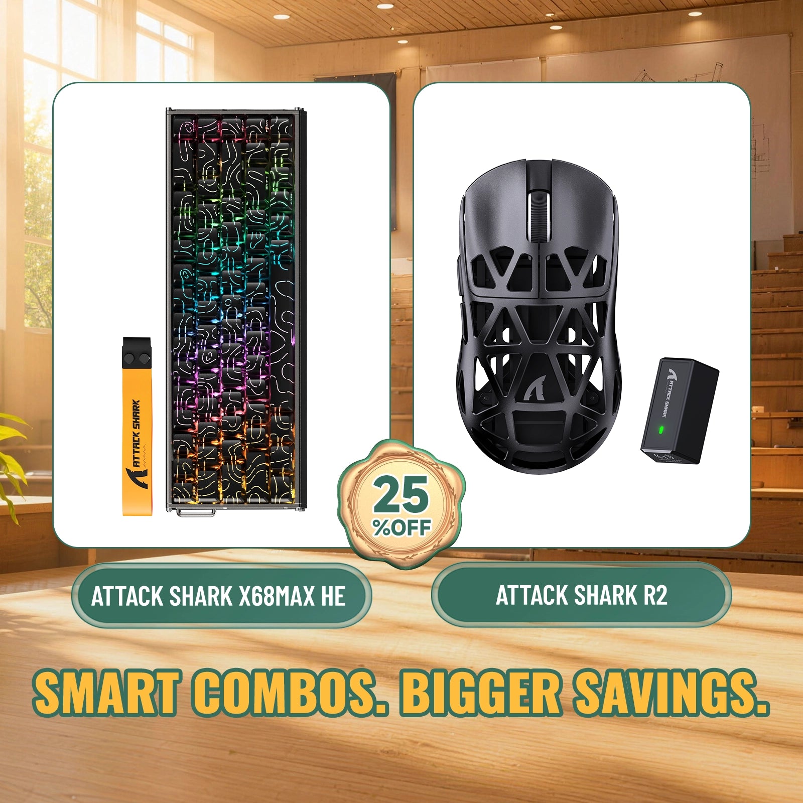 ATTACK SHARK X68MAX HE ラピッドトリガーアルミニウムキーボード + R2 マグネシウム合金ワイヤレスゲーミングマウス バンドル