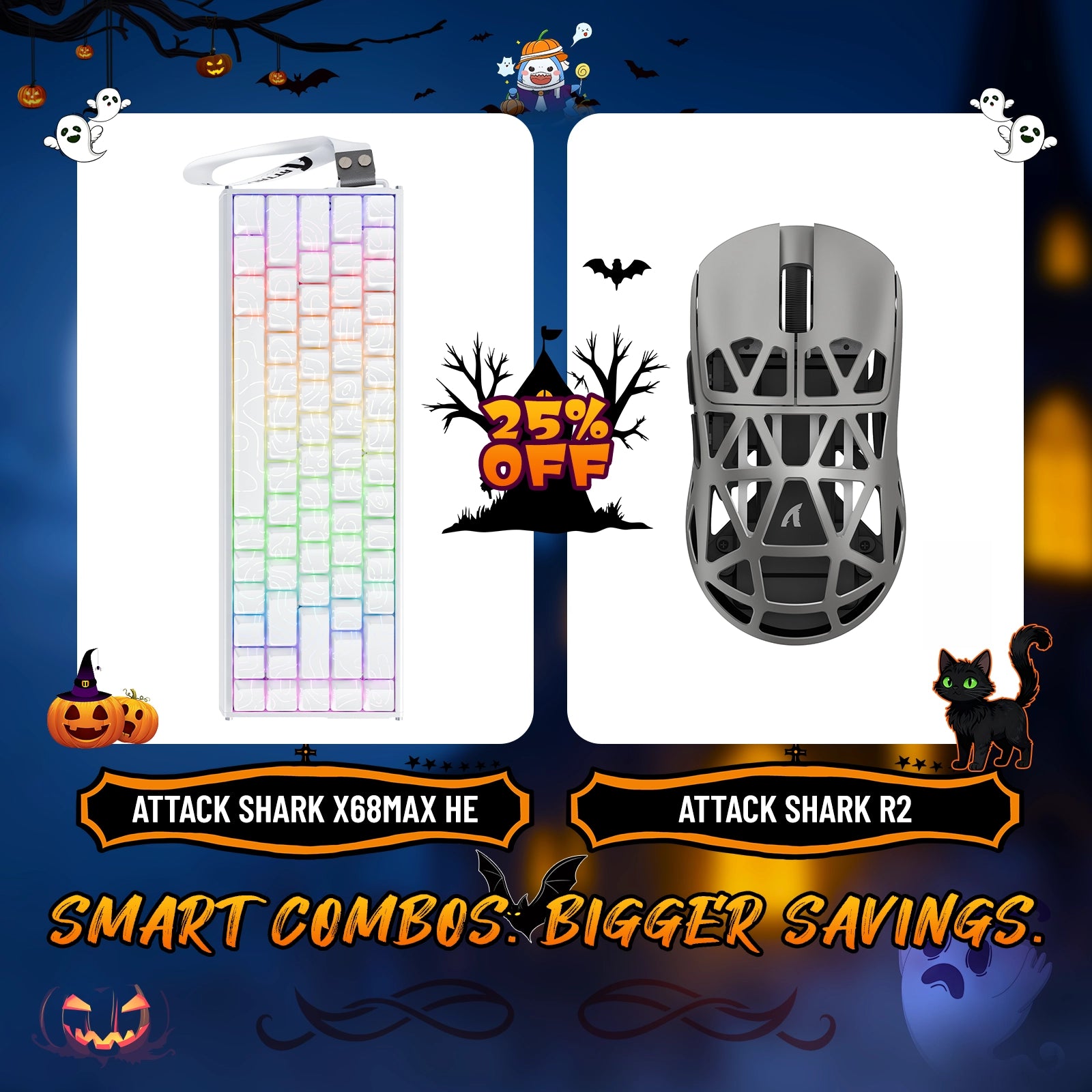 ATTACK SHARK X68MAX HE ラピッドトリガー アルミニウムキーボード + R2 マグネシウム合金ワイヤレスゲーミングマウスバンドル