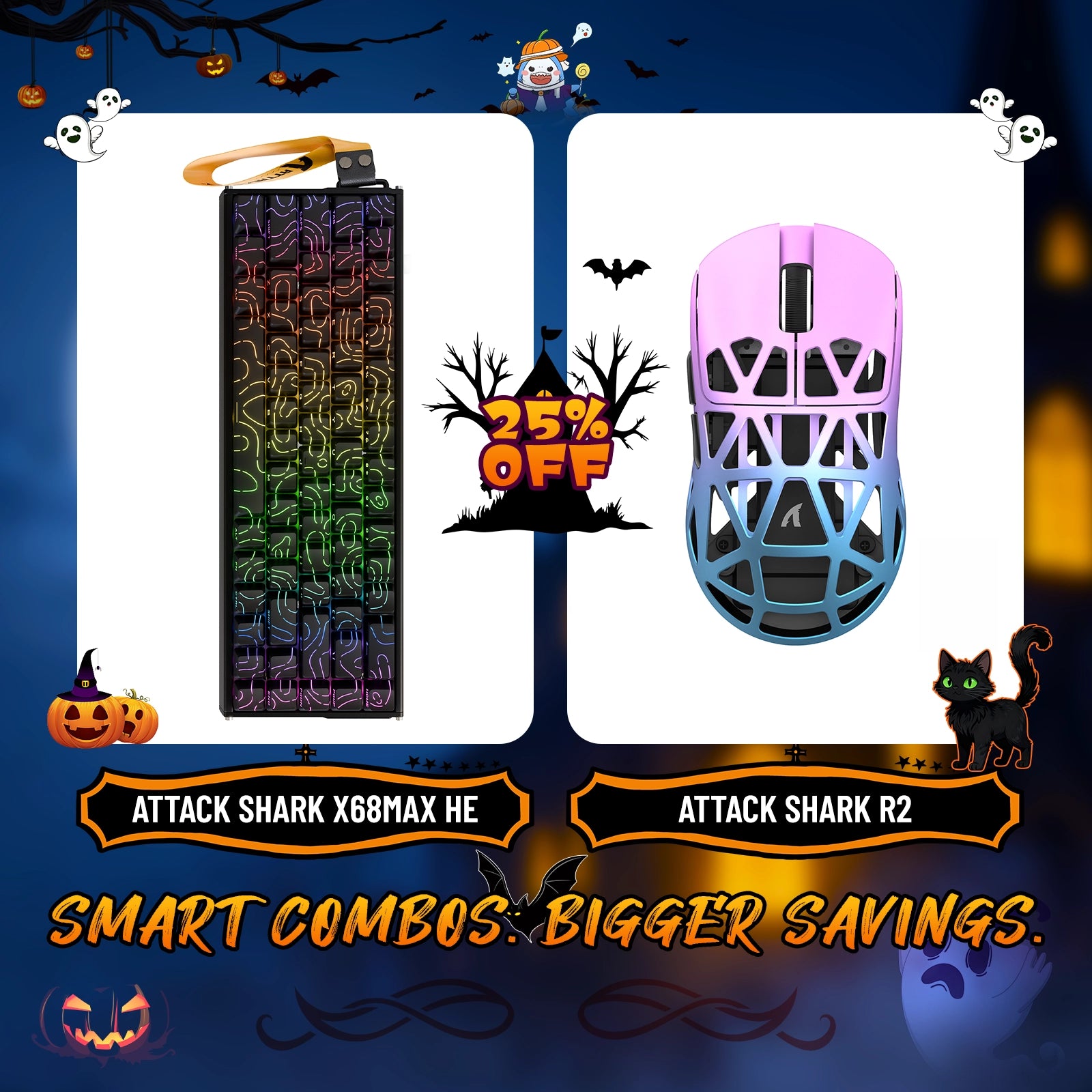 ATTACK SHARK X68MAX HE ラピッドトリガー アルミニウムキーボード + R2 マグネシウム合金ワイヤレスゲーミングマウスバンドル