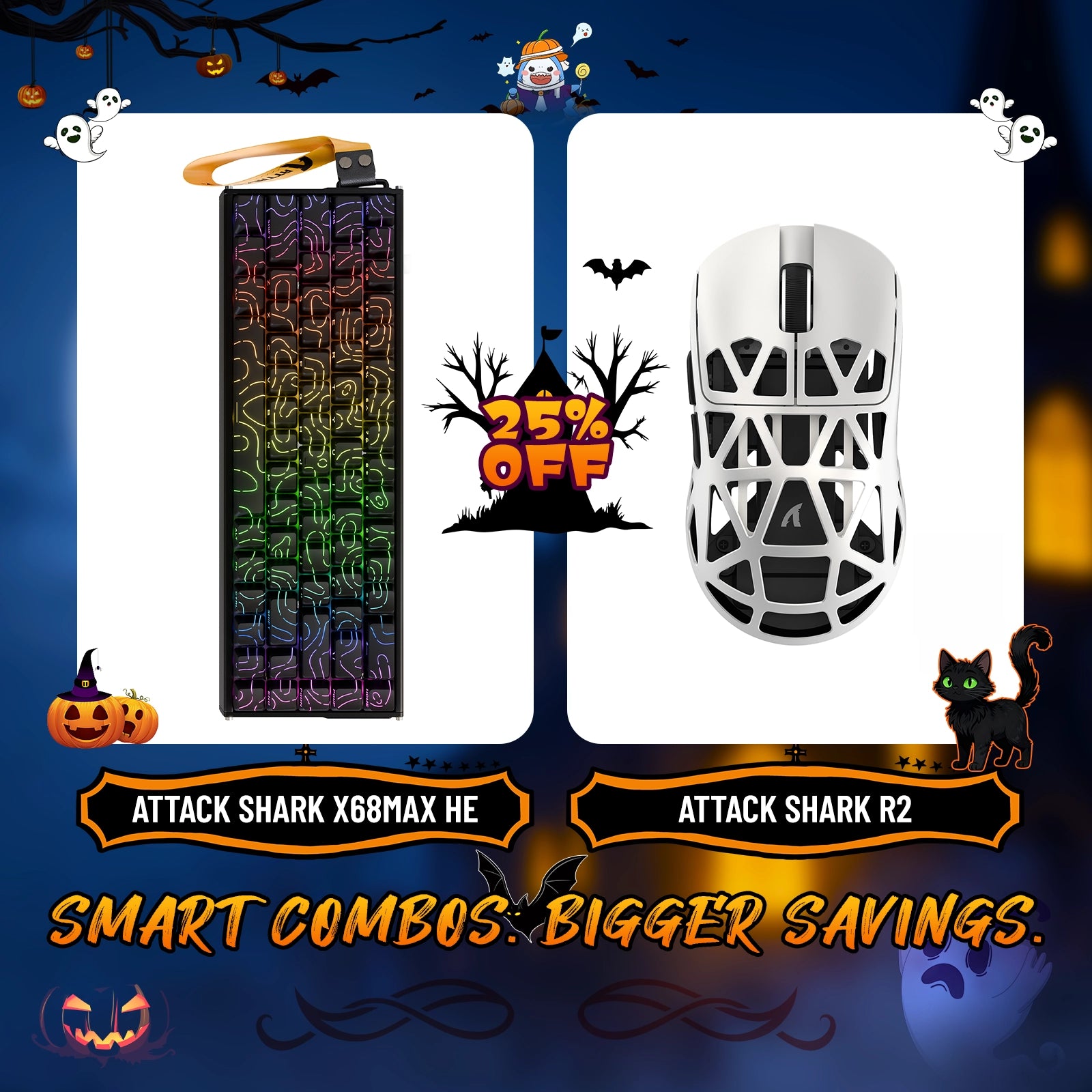 ATTACK SHARK X68MAX HE ラピッドトリガー アルミニウムキーボード + R2 マグネシウム合金ワイヤレスゲーミングマウスバンドル